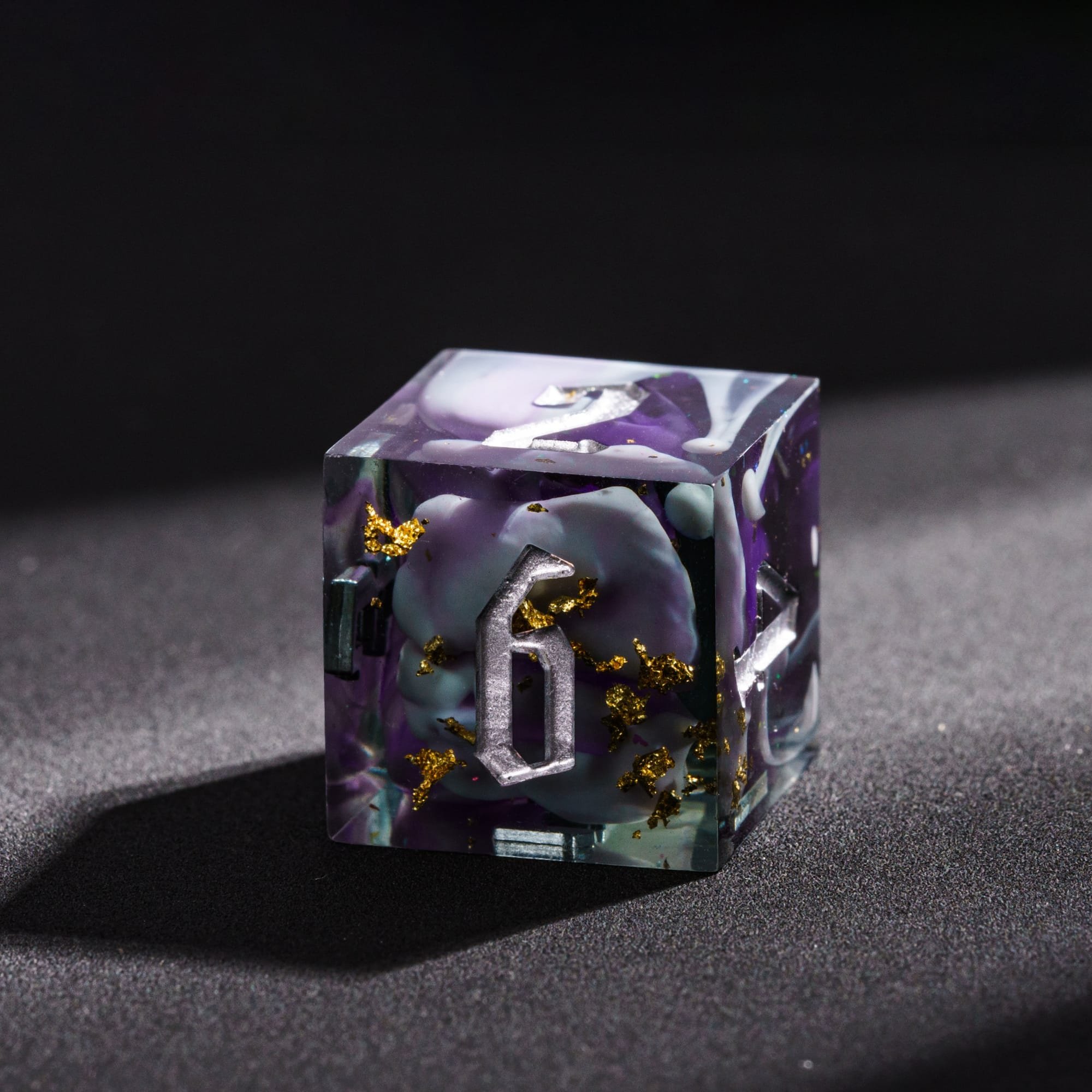 Udixi Polyhedral Sharp Edge Dice RPG Resin Dungeons and Dragons Glitter paper Dice cube Set Black