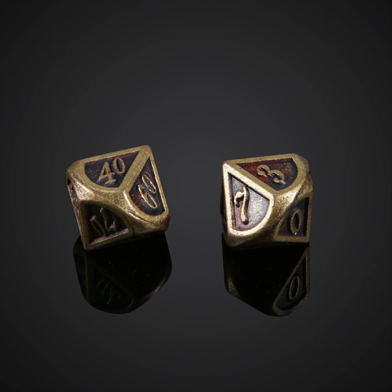 7pcs Bronze Metal Polyhedral DND Game Dice D20 D12 D10 D8 D6 D4 for RPG Dungeons Dragons MTG Table Home Decor Casting Technique
