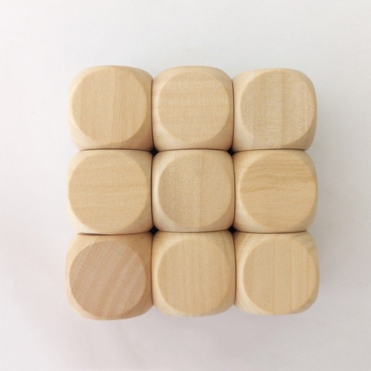 Custom Printed Logo D6 10-60mm Large round Corner Blank Wooden Cube Dice Product Type Dice