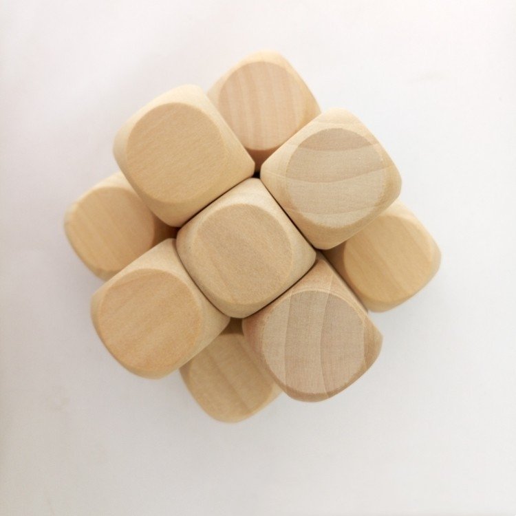 Custom Printed Logo D6 10-60mm Large round Corner Blank Wooden Cube Dice Product Type Dice
