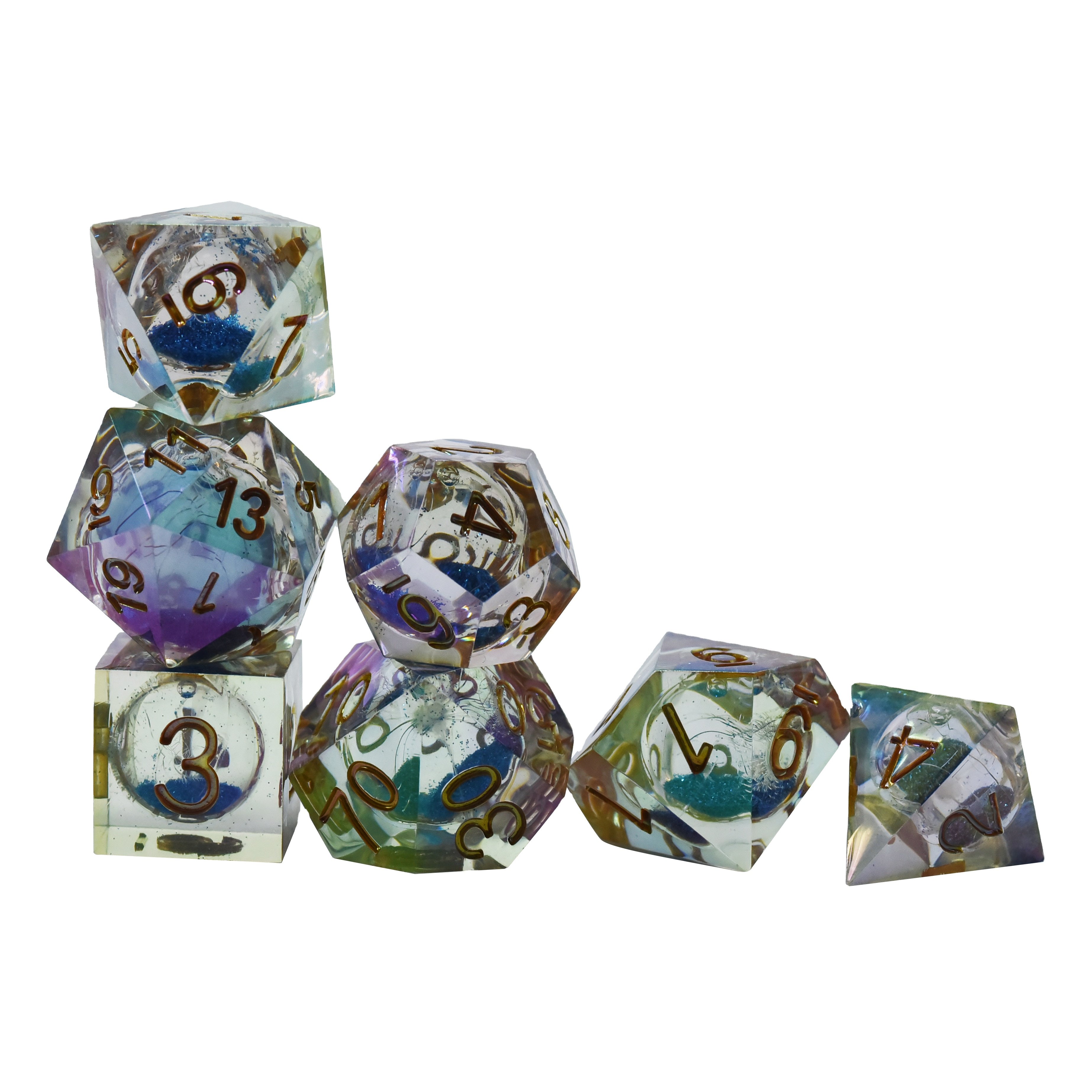 7Pcs Multi-Sided Rpg Polyhedral Resin Dungeons And Dragons Liquid Core Dnd Dice Set