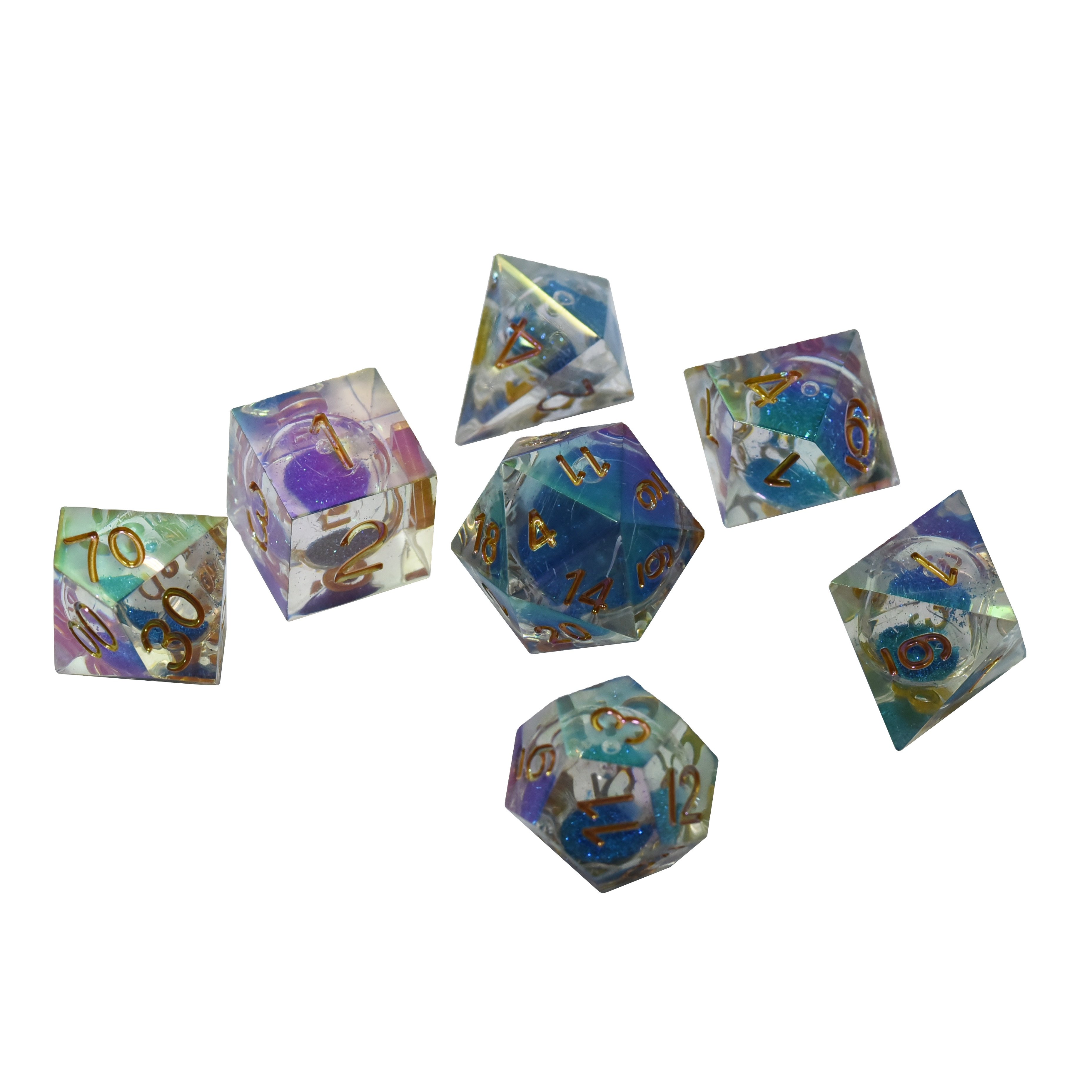 7Pcs Multi-Sided Rpg Polyhedral Resin Dungeons And Dragons Liquid Core Dnd Dice Set