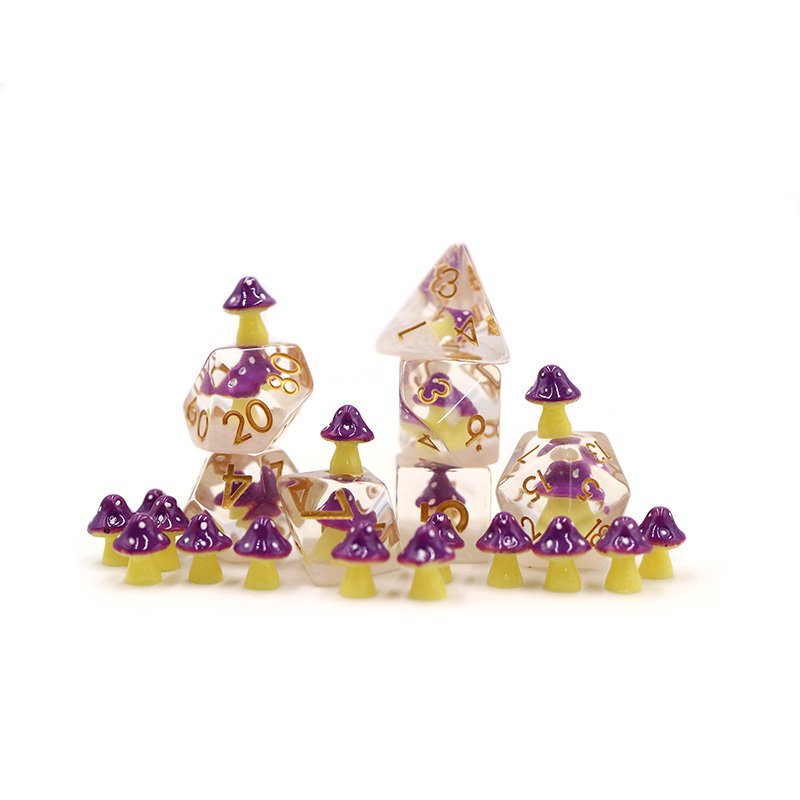 Dungeons & Dragons 7pcs set custom dice resin polyhedral mushroom inclusion dice