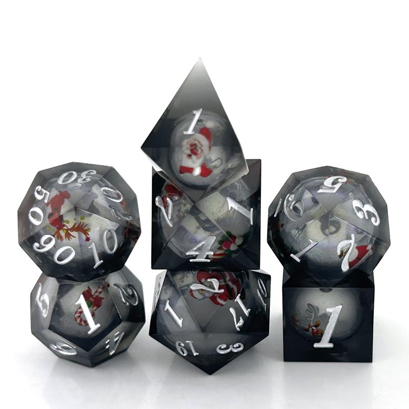 Game Player Beautiful Popular Father Christmas Resin Dice Set For Gifts