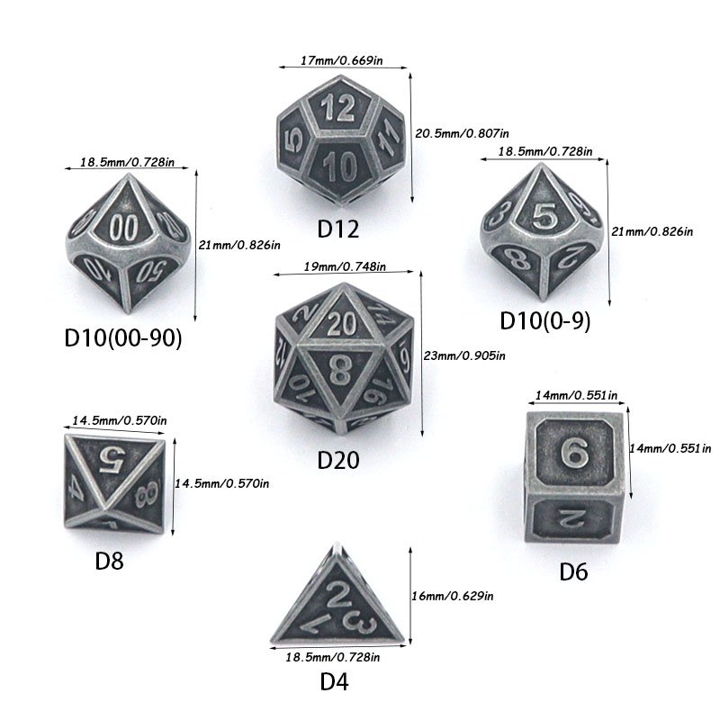 High Quality Custom DND Dice Leathermetal Polyhedral D20 20mm Soft Hand Feeling Zinc Alloy for Gaming