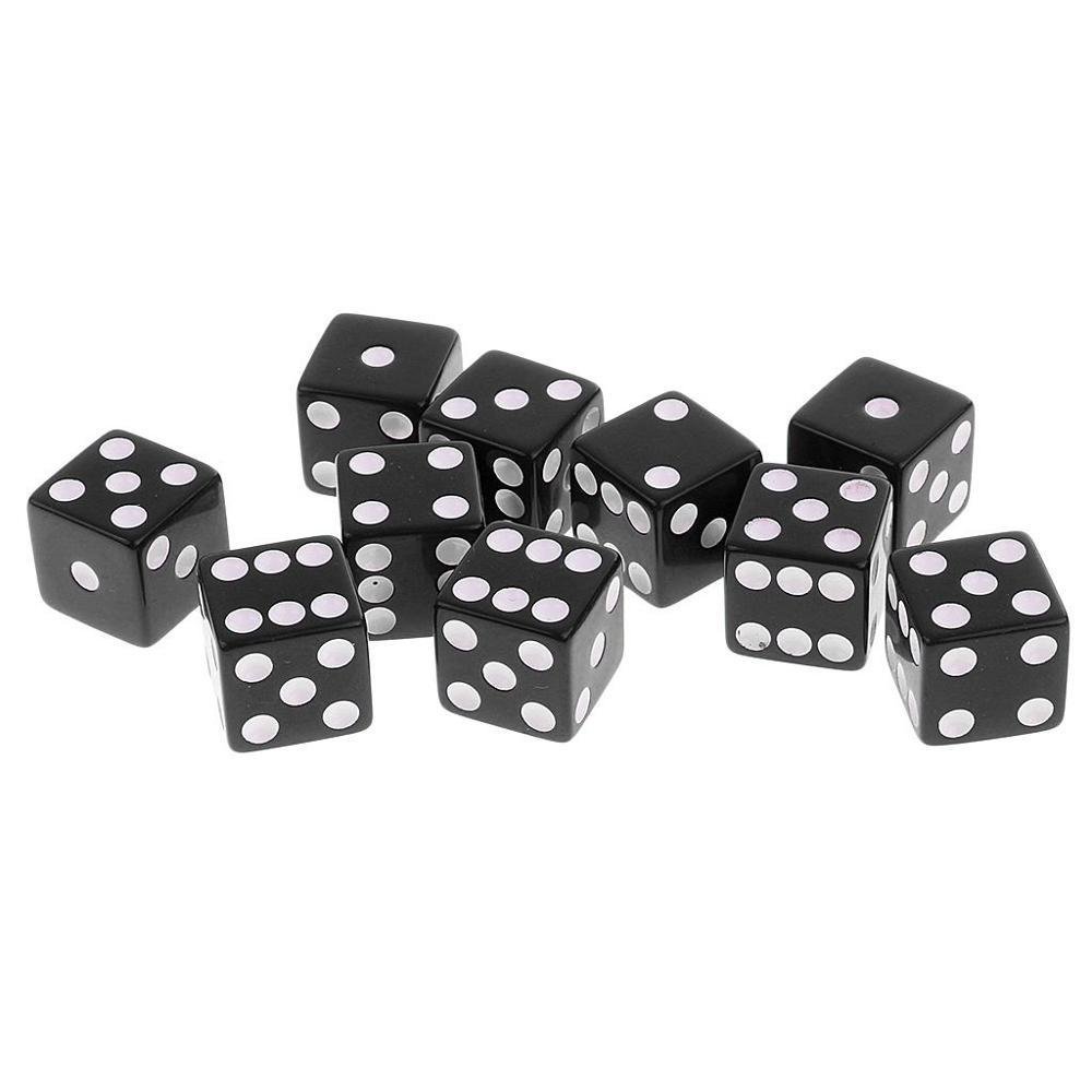 Factory custom acrylic dice White dot D6 right angle black dice 16mm for casino card board games