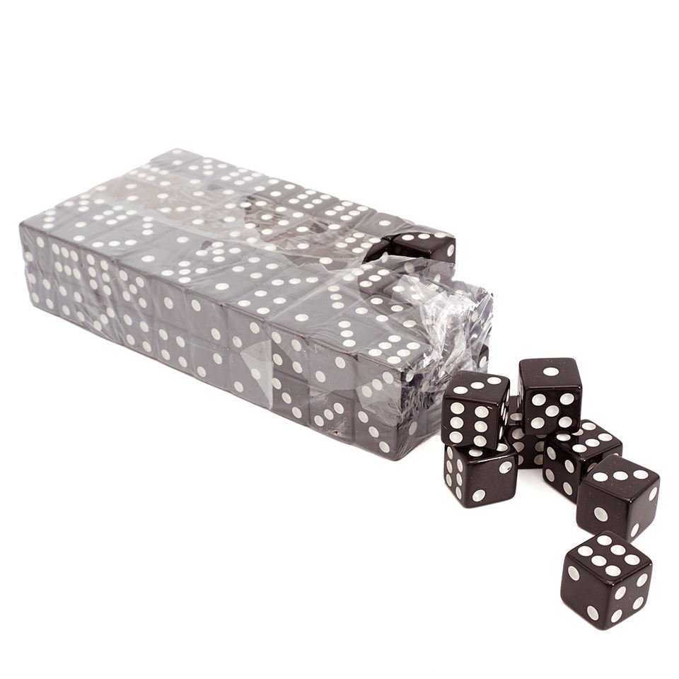 Factory custom acrylic dice White dot D6 right angle black dice 16mm for casino card board games