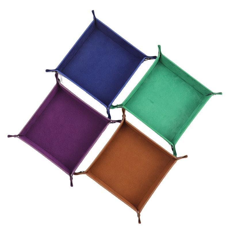 Square pu leather storage dnd custom dice tray rectangle roll dice tray for DND Dice Tabletop Games