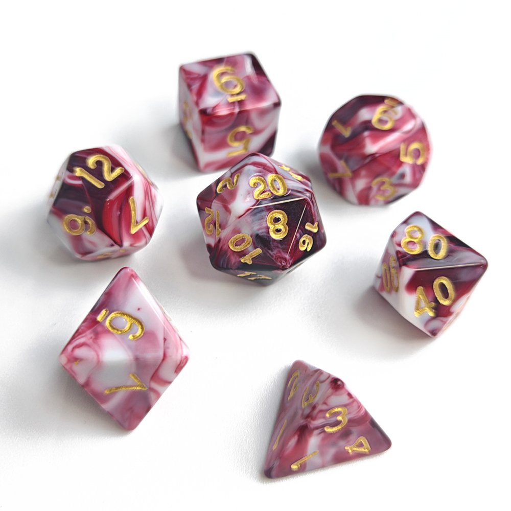 Opaque Polyhedral Plastic DND Dice for Dungeons and Dragons RPG Board Game 7pcs D4-D20 Acrylic Dice Set