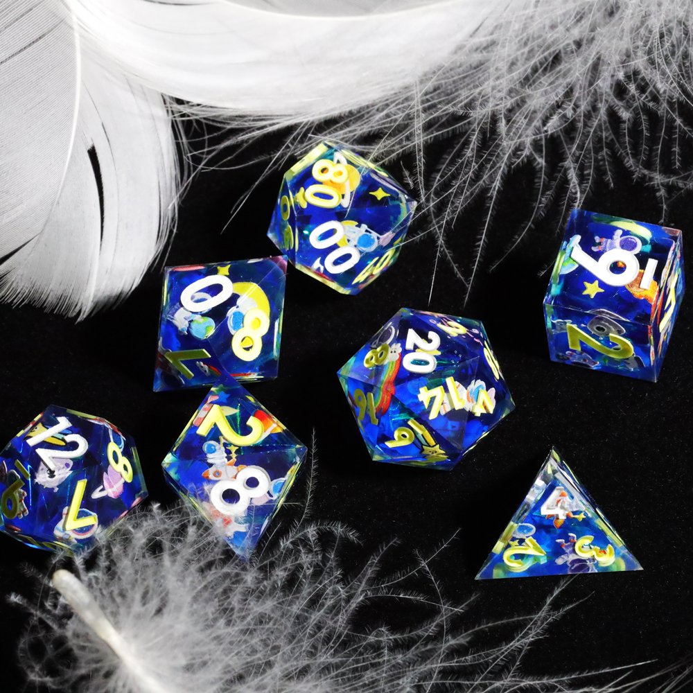 MINI PLANET Starry Sky Pumpkin Spider Christmas Stickers DND Dice Set Wholesale Custom Resin Dice For RPG Sharp Polyhedral Dice