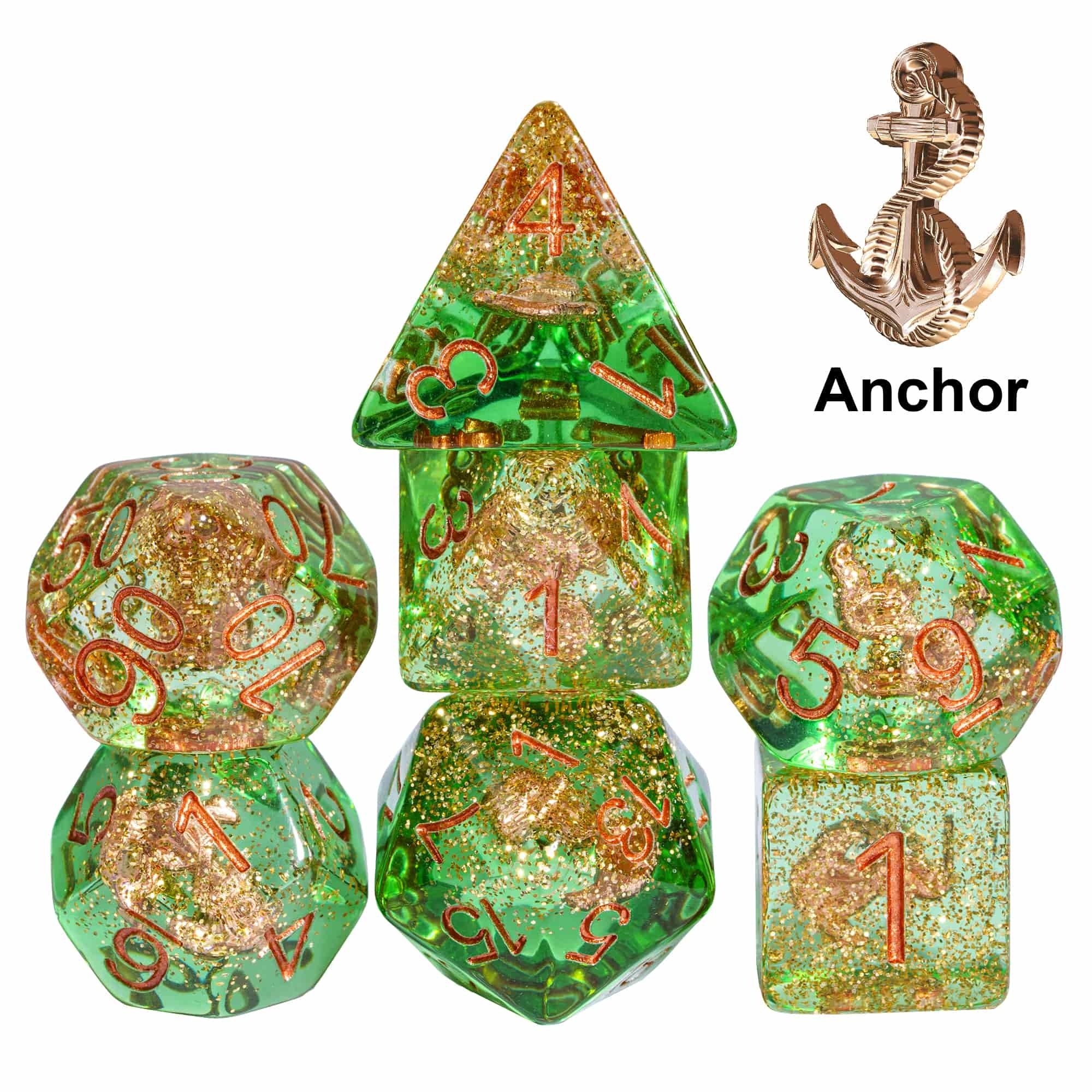 Udixi Custom Anchor/Rudder Resin Dice Dungeons and Dragons DND role-playing game RPG board game Dice Set