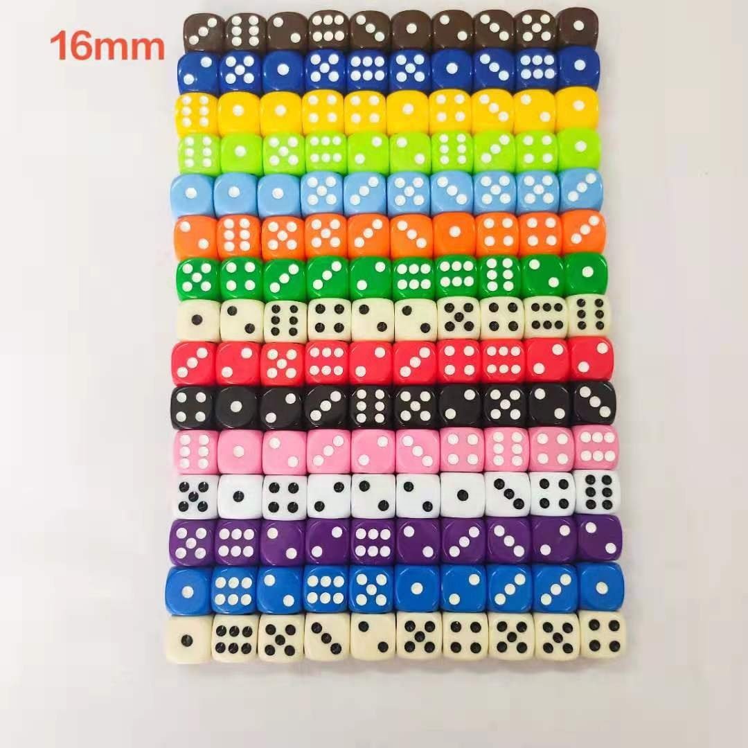 16mm rounded corners d6 black dice set acrylic Square Dice manufacturers bulk dice wholesale stock