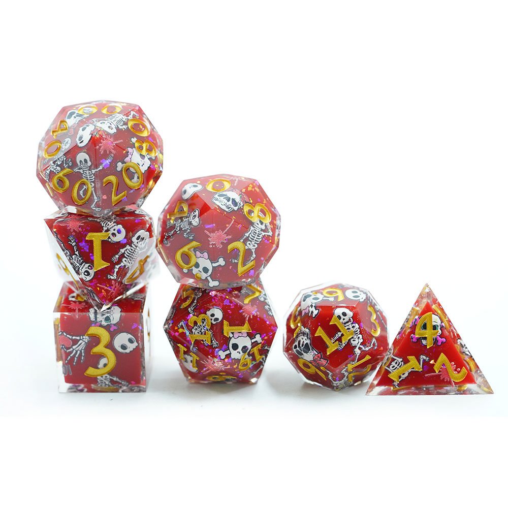7PCS Set Custom board game Dice Set dnd resin sharp edge skeleton dice