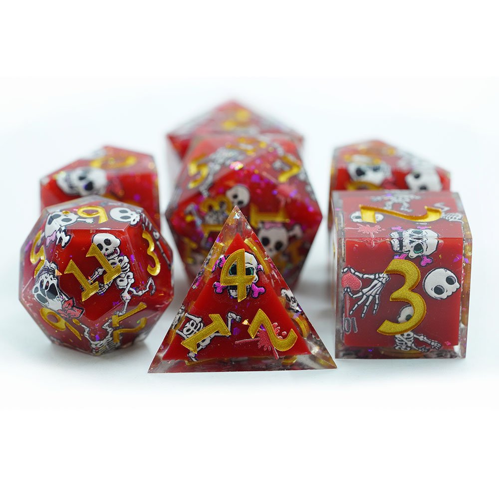 7PCS Set Custom board game Dice Set dnd resin sharp edge skeleton dice