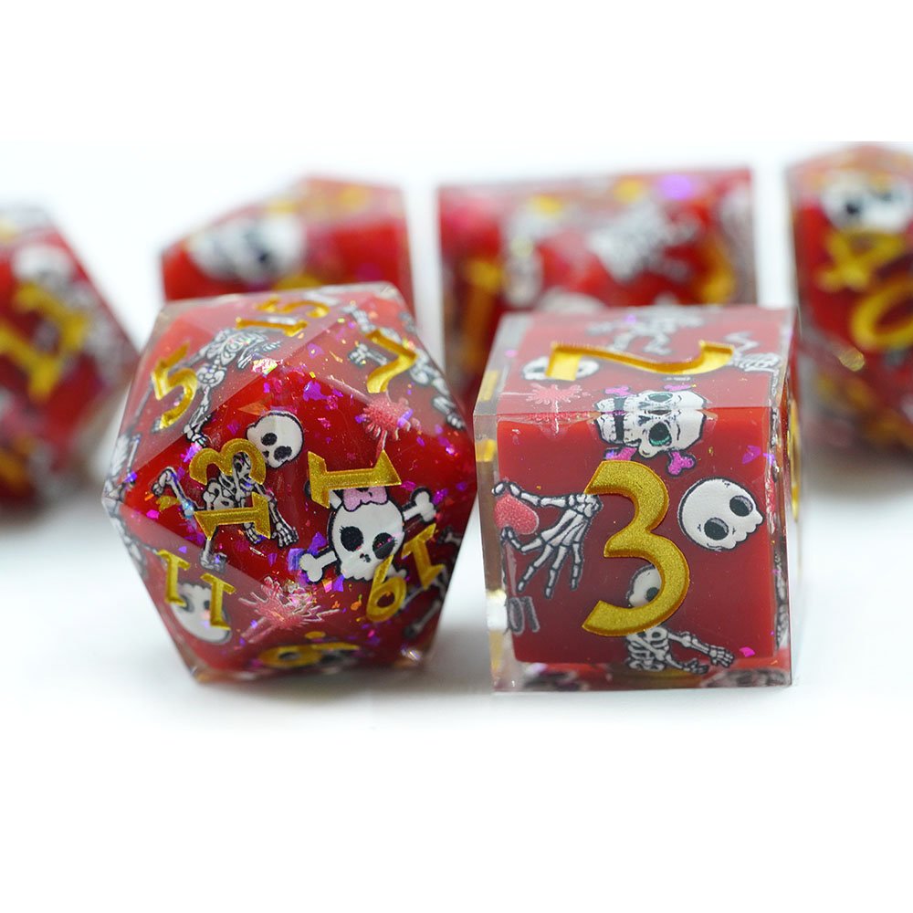 7PCS Set Custom board game Dice Set dnd resin sharp edge skeleton dice