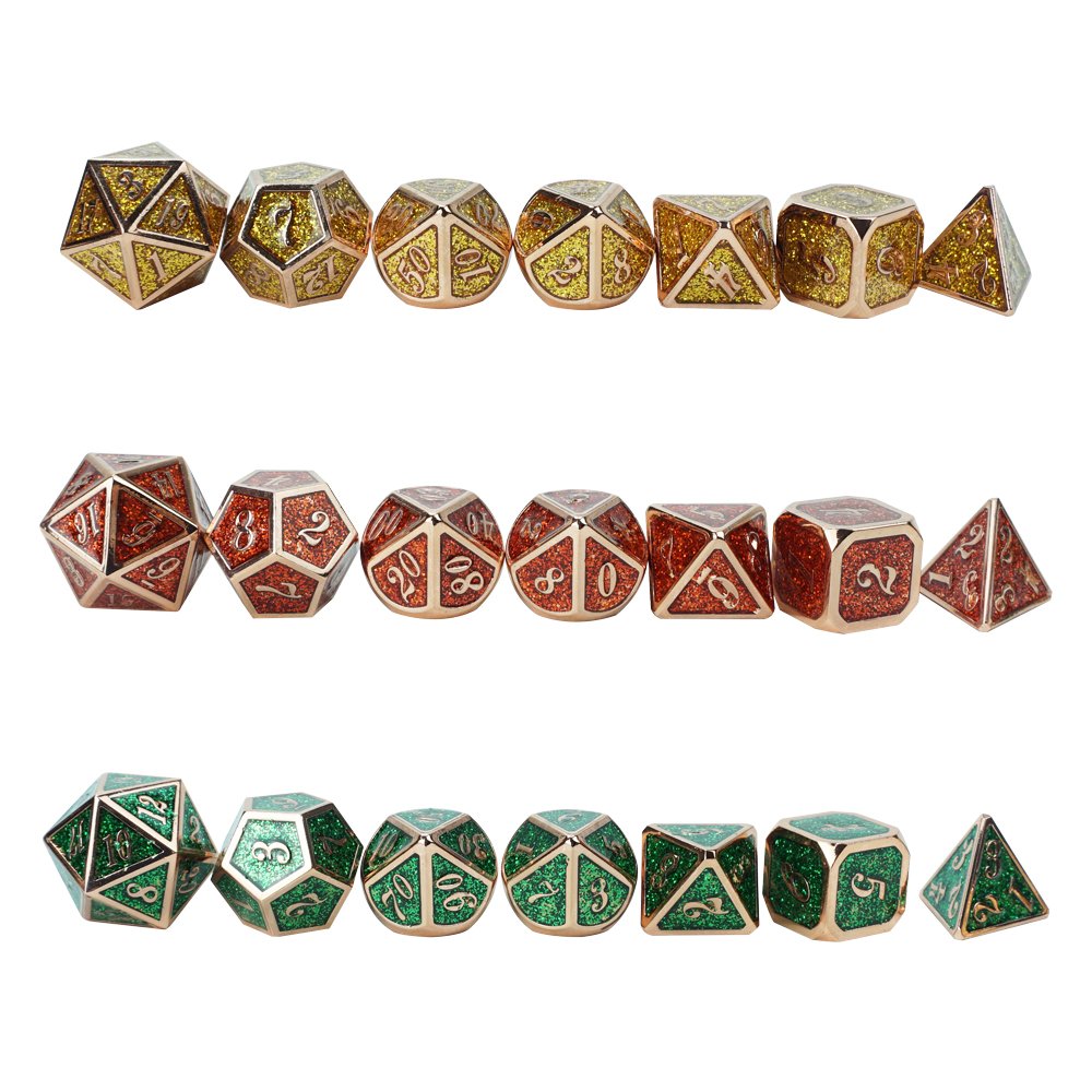 Professional metal dnd dice set poleyhedral 7pcs gold or custom colors casino dungeons and dragon gaming dice