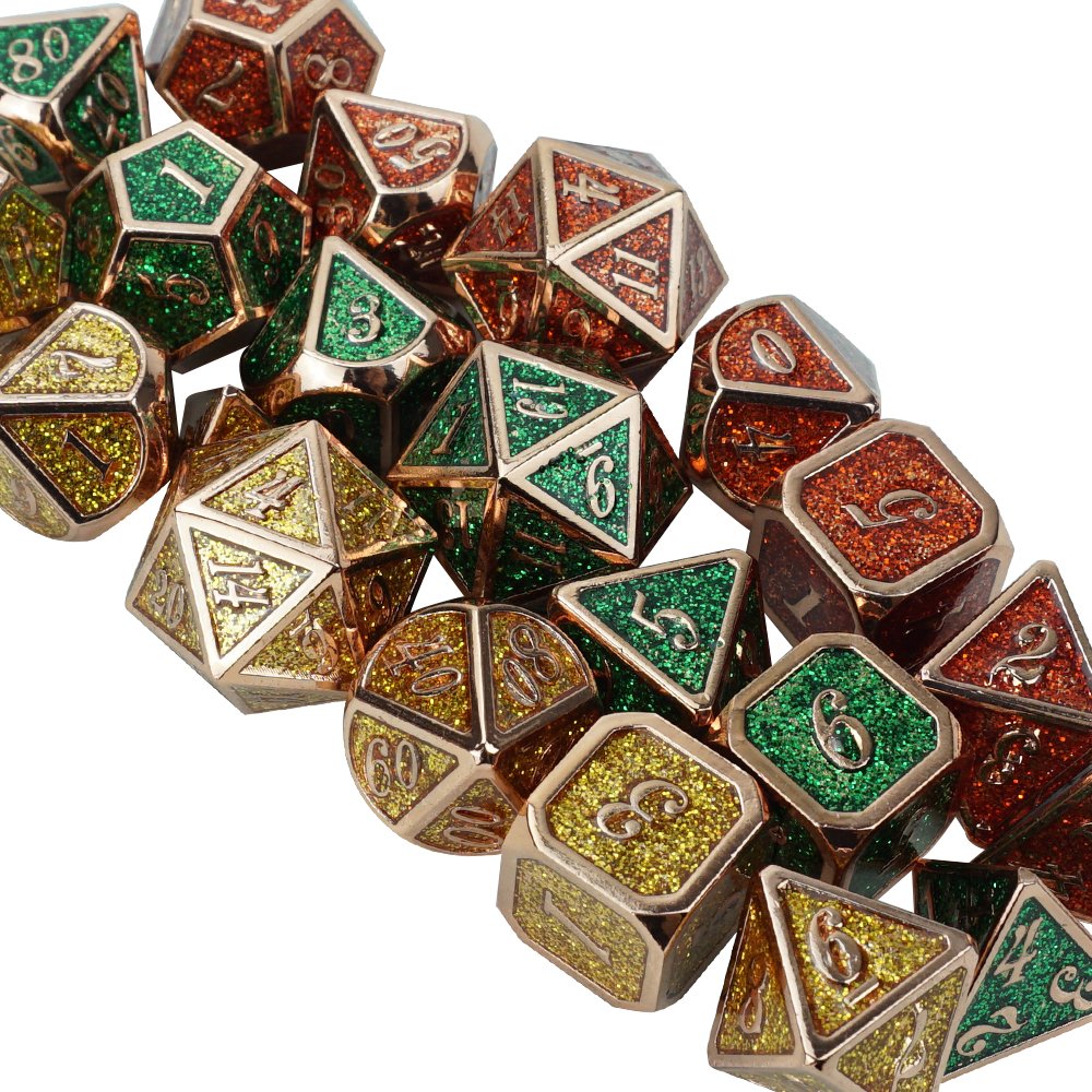 Professional metal dnd dice set poleyhedral 7pcs gold or custom colors casino dungeons and dragon gaming dice