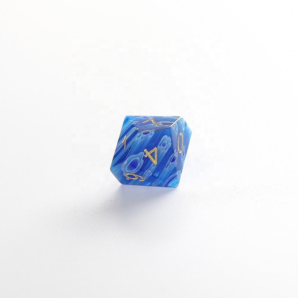 Factory Direct Sale DND Glass Gem Dice set With Flowers Pattern For Dungeons and Dragons