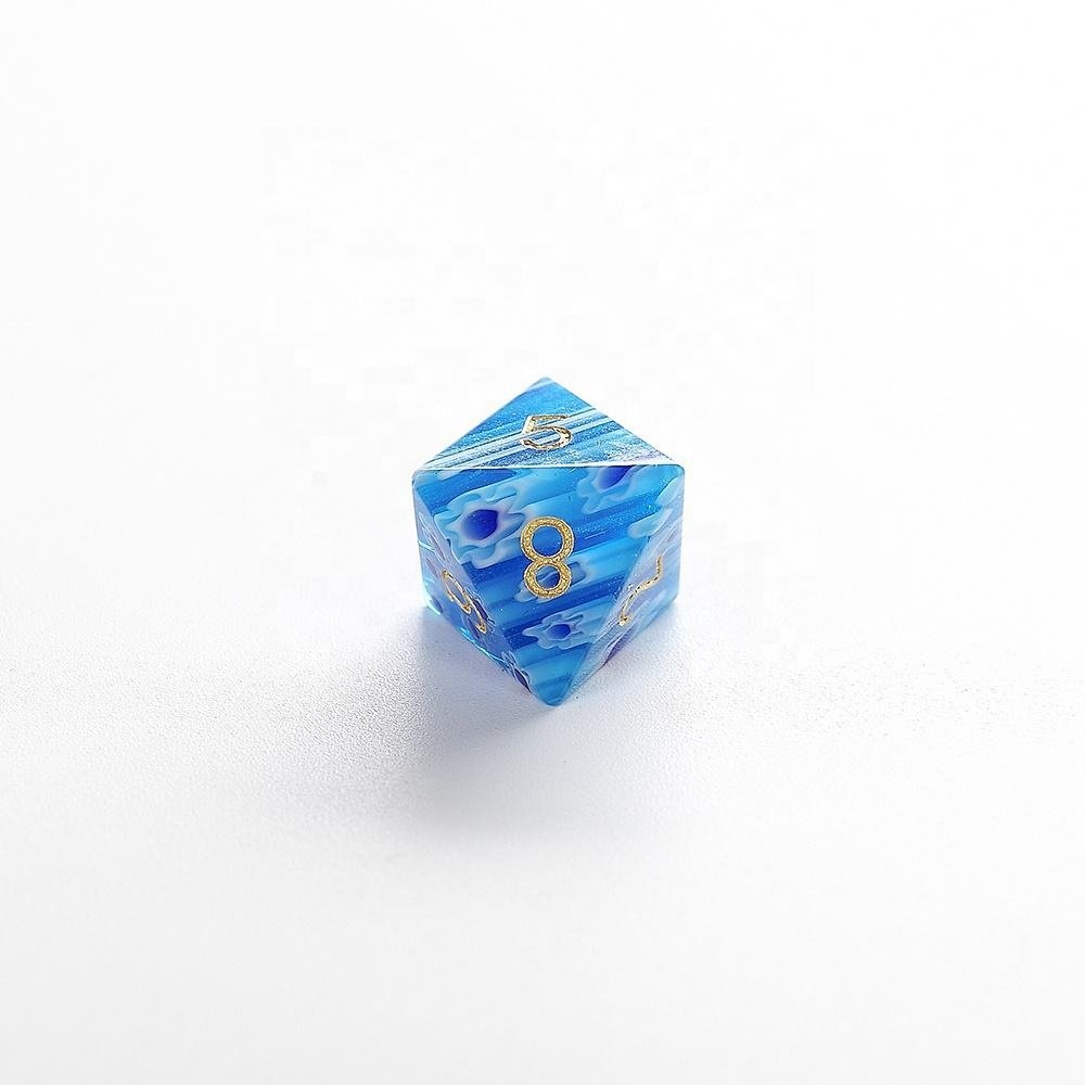 Factory Direct Sale DND Glass Gem Dice set With Flowers Pattern For Dungeons and Dragons