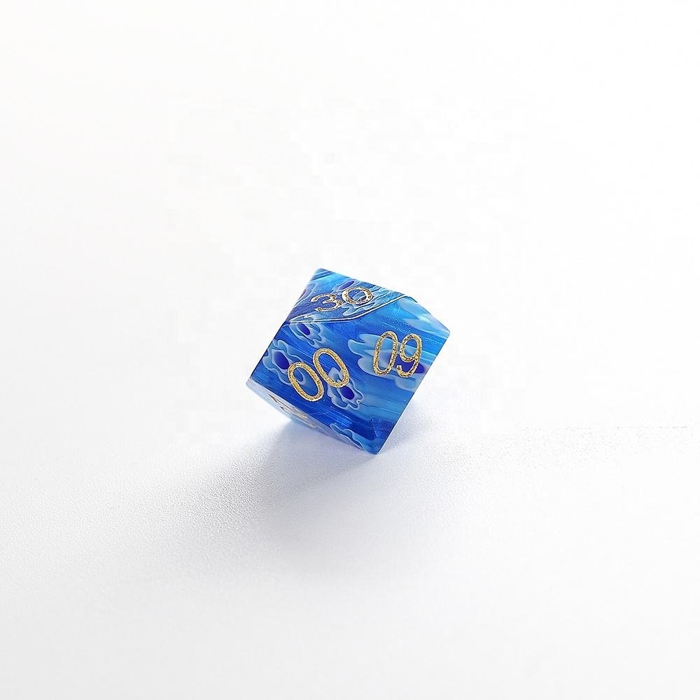 Factory Direct Sale DND Glass Gem Dice set With Flowers Pattern For Dungeons and Dragons