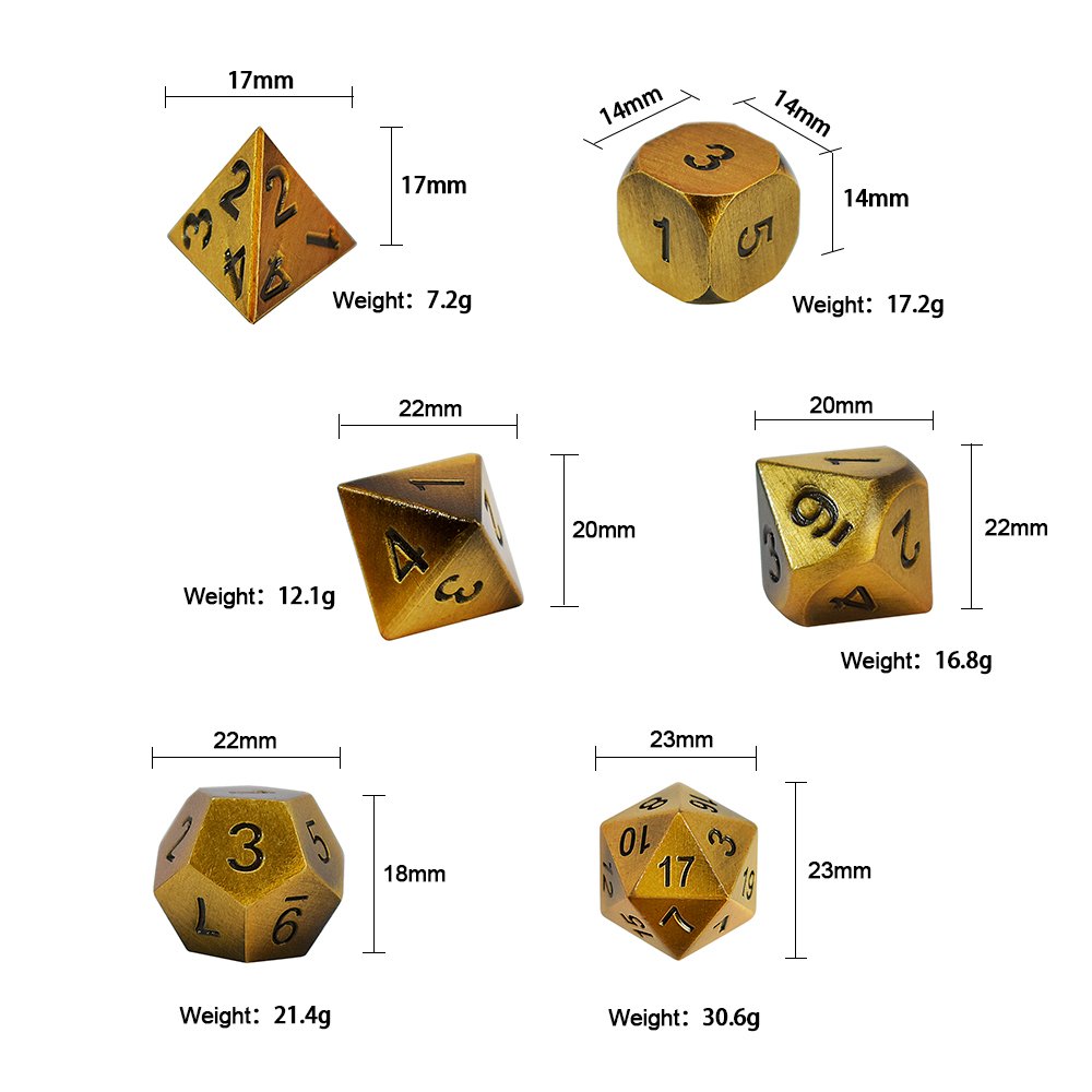 Manufacturer Dnd rpg Stripe Table Game Accessories Custom Polyhedral Metal Dice Set