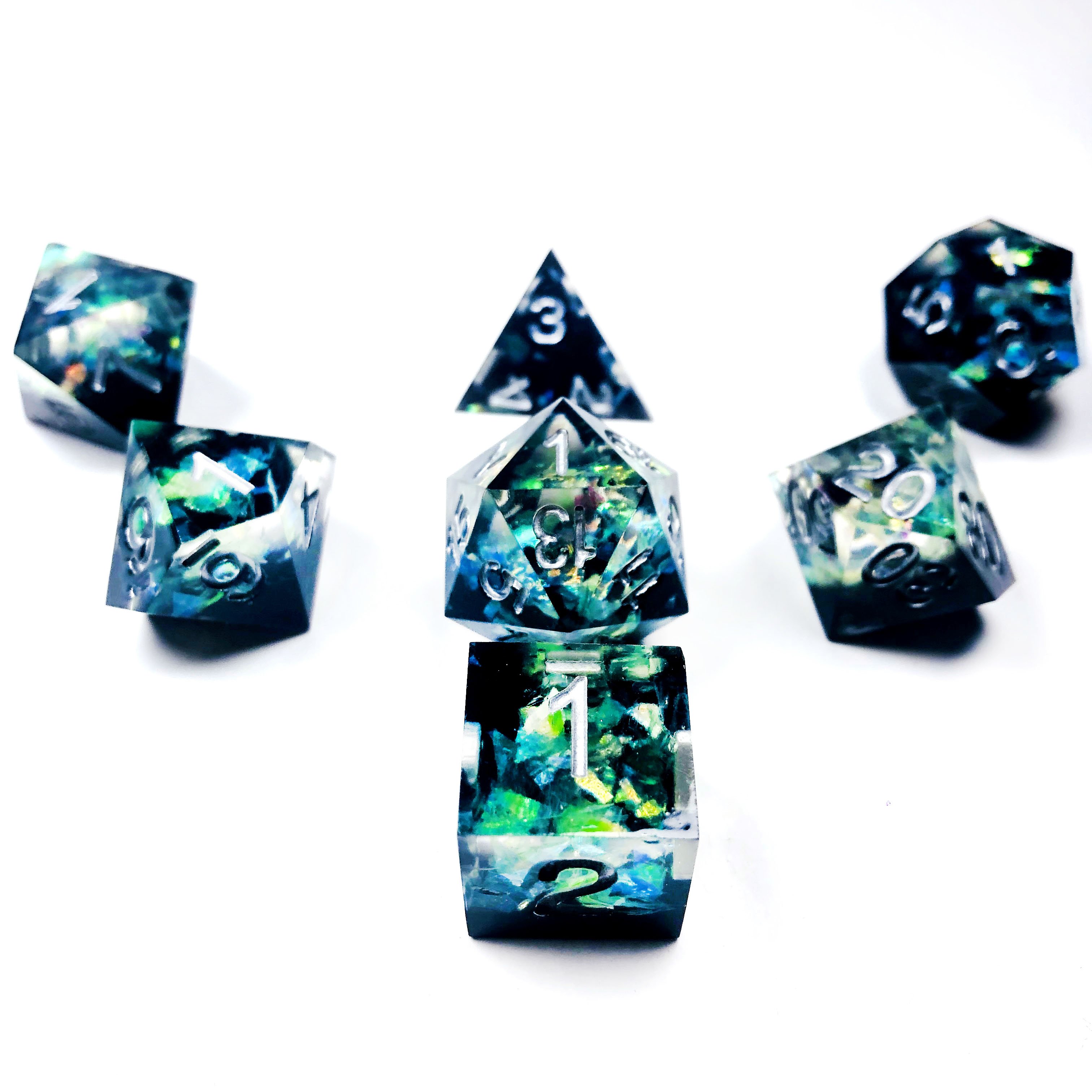 High quality resin transparent sharp corner polyhedron DND RPG dice entertainment game dice
