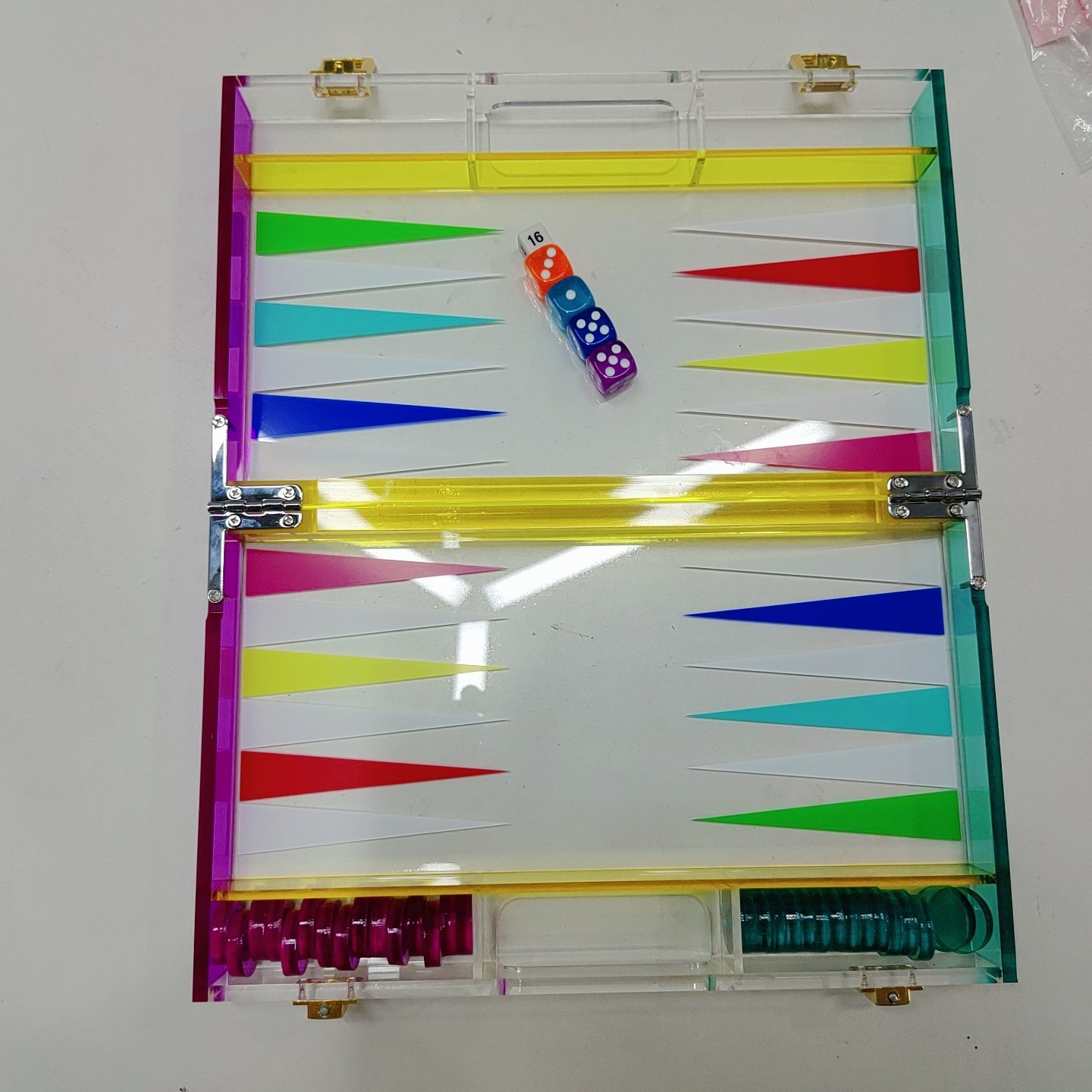 2024 Sunrise Transparent Customized Acrylic Backgammon Table Acrylic Colorful Lucite Board Free Design Acrylic Backgammon