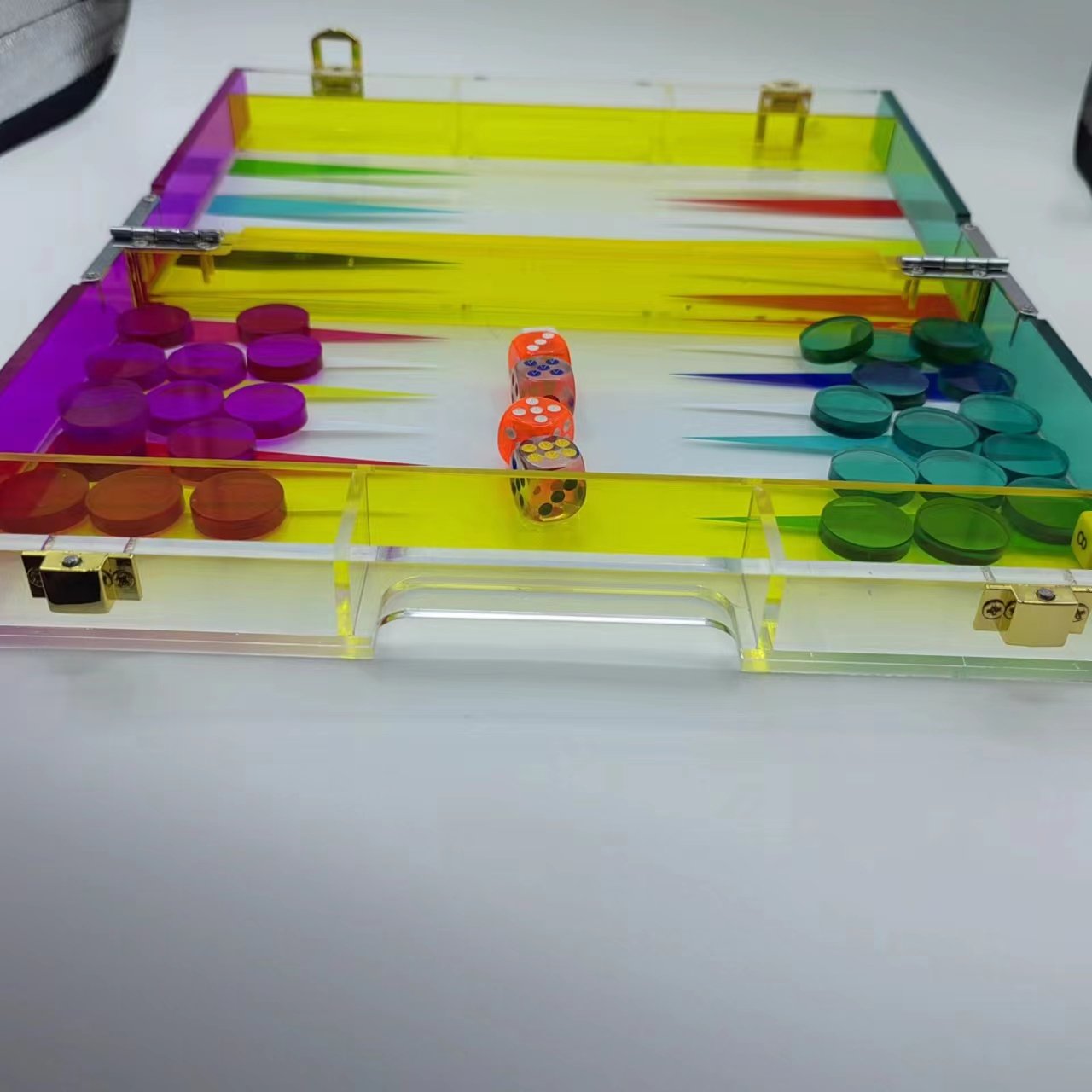 2024 Sunrise Transparent Customized Acrylic Backgammon Table Acrylic Colorful Lucite Board Free Design Acrylic Backgammon
