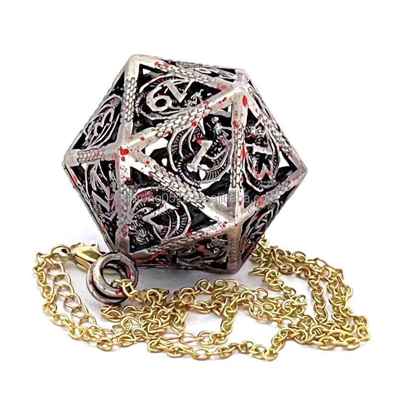 Customized metal dice d20 D6 dnd rpg board game dice set D20 Flying Dragon Dice
