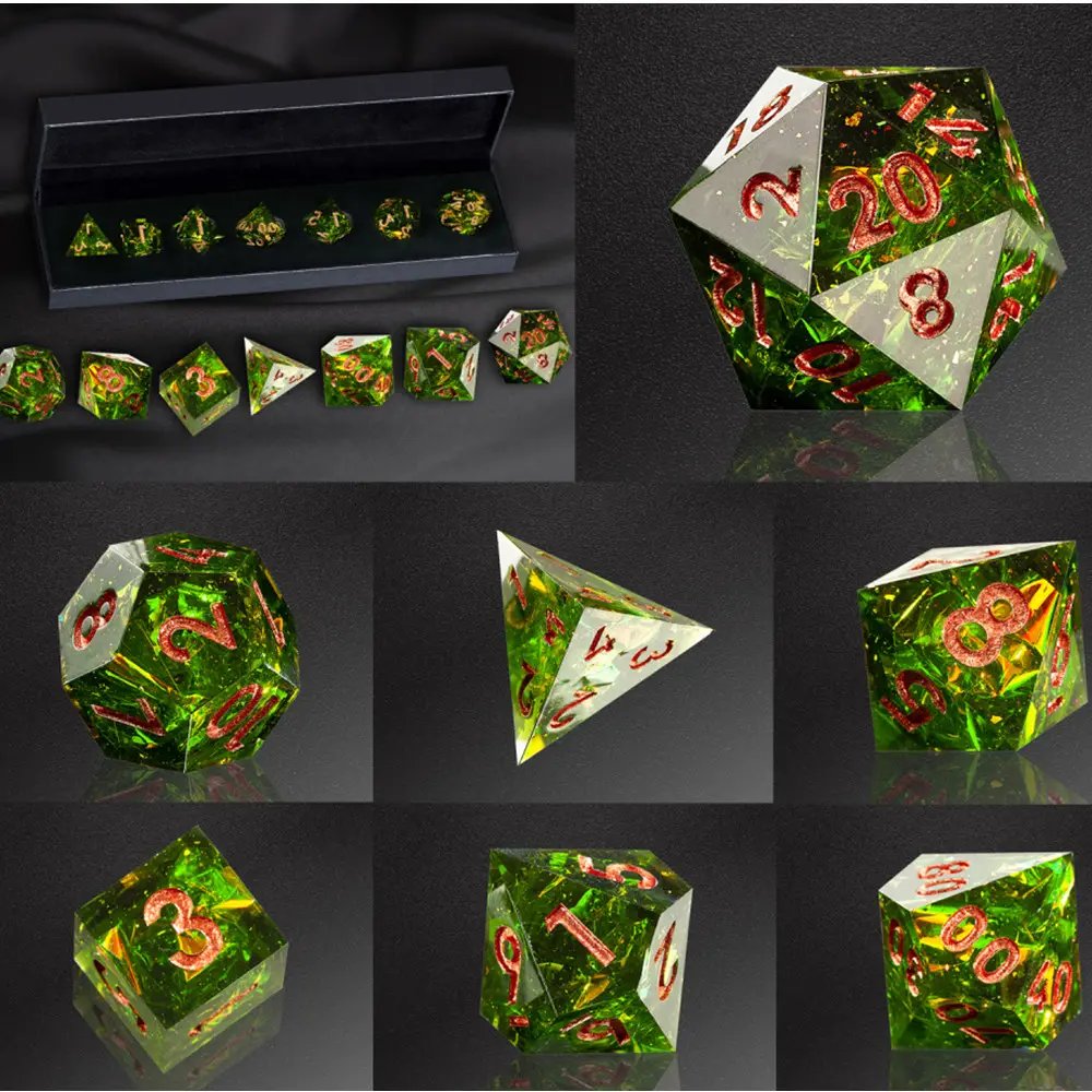 MINI PLANET 7pcs DND Dice Set For TRPG Board Game Wholesale Custom Resin Dice Handmade Polyhedral Dice with Sharp Edges D4-D20