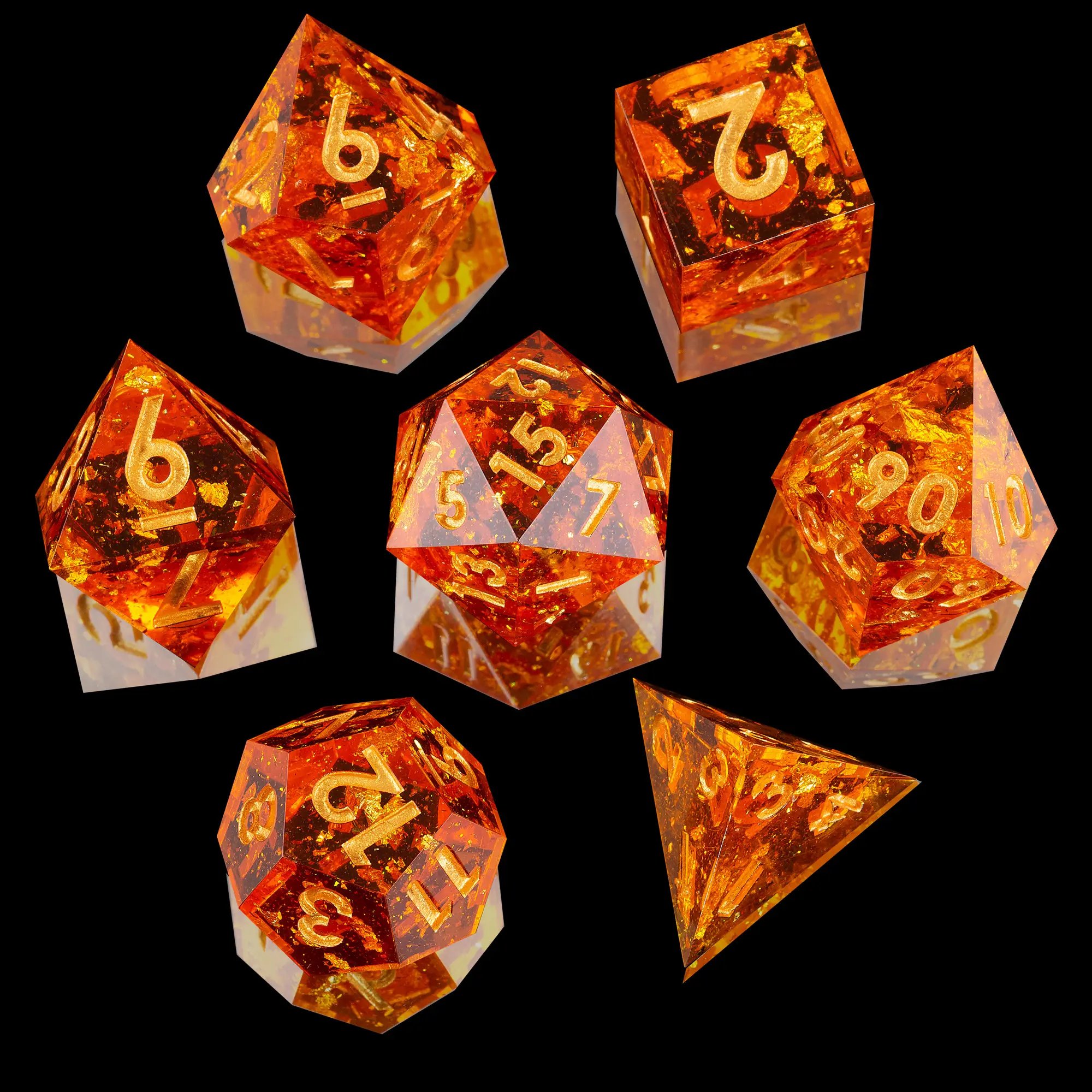 MINI PLANET 7pcs DND Dice Set For TRPG Board Game Wholesale Custom Resin Dice Handmade Polyhedral Dice with Sharp Edges D4-D20