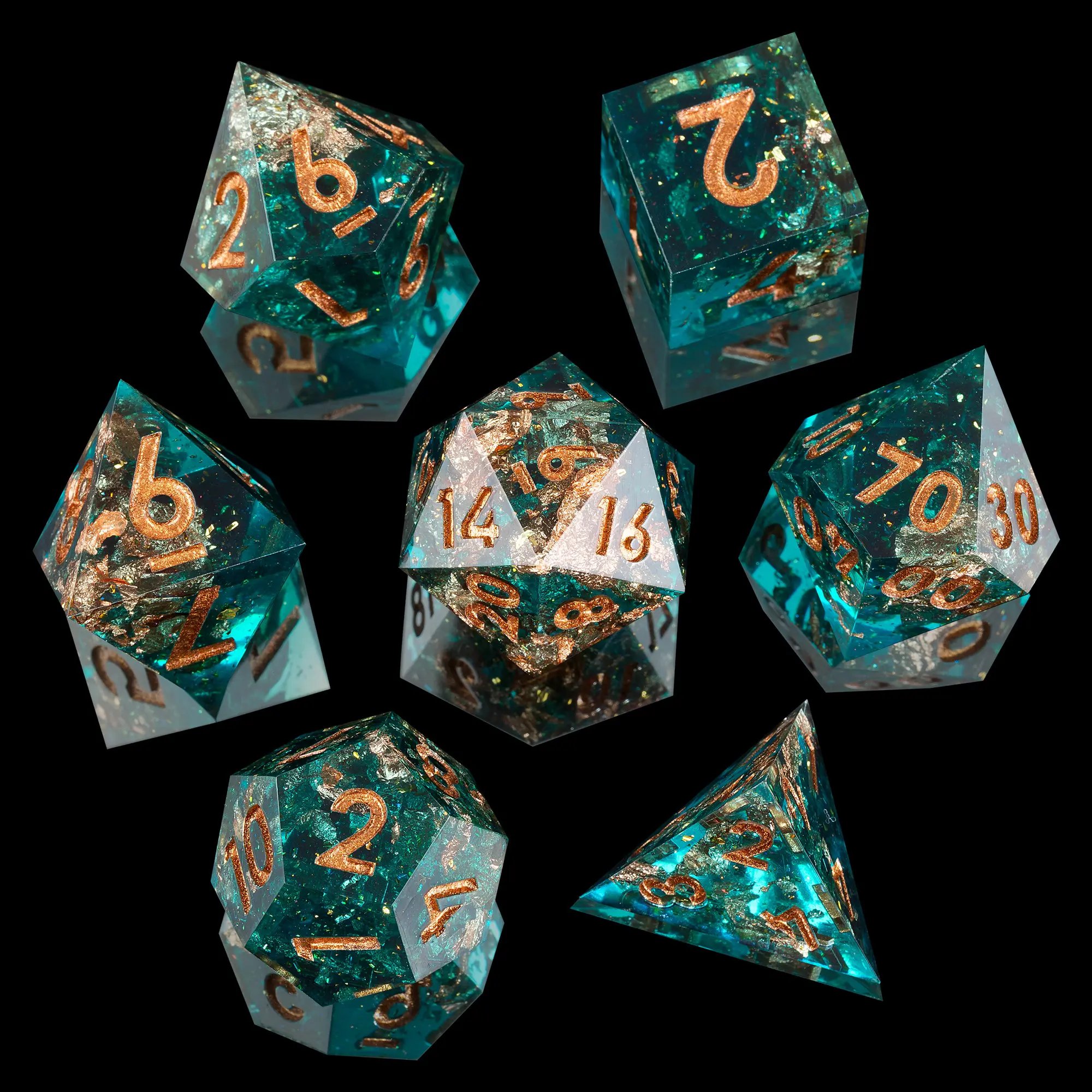 MINI PLANET 7pcs DND Dice Set For TRPG Board Game Wholesale Custom Resin Dice Handmade Polyhedral Dice with Sharp Edges D4-D20