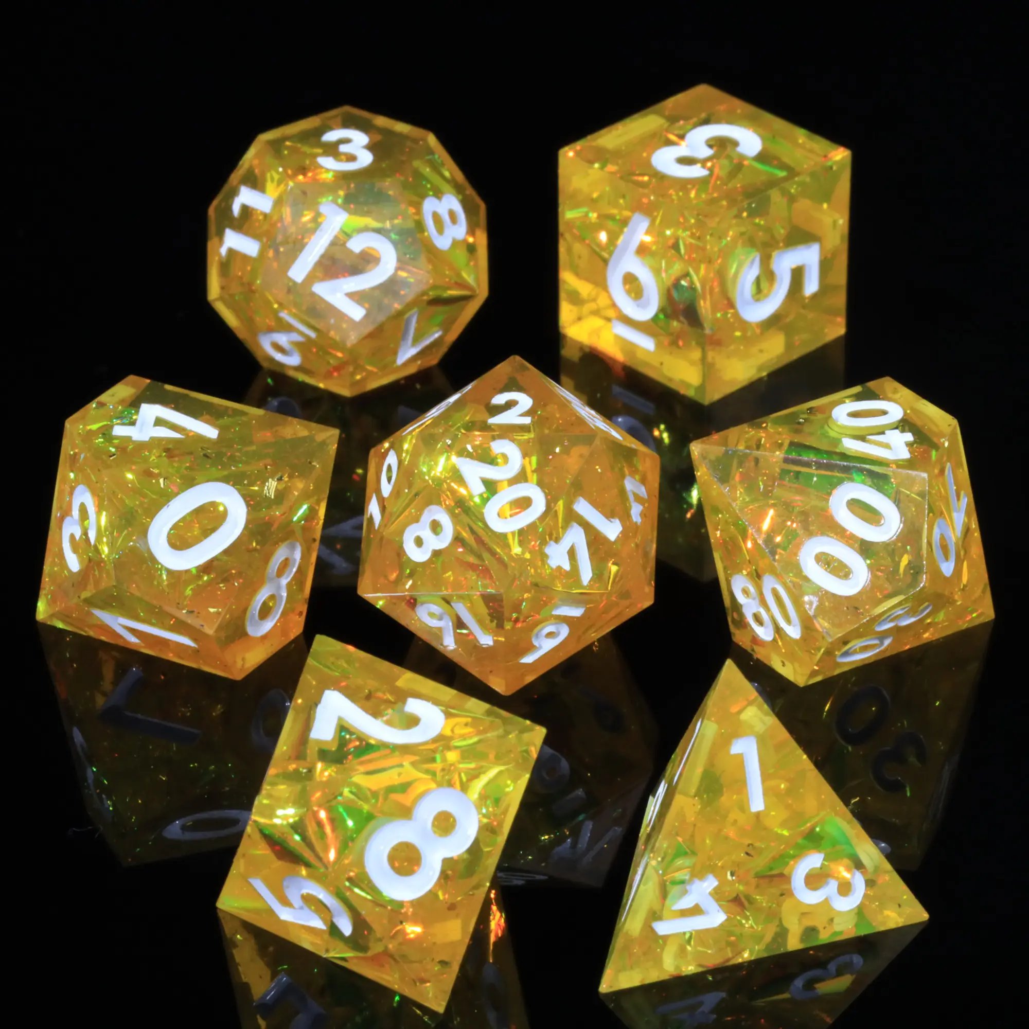 MINI PLANET 7pcs DND Dice Set For TRPG Board Game Wholesale Custom Resin Dice Handmade Polyhedral Dice with Sharp Edges D4-D20