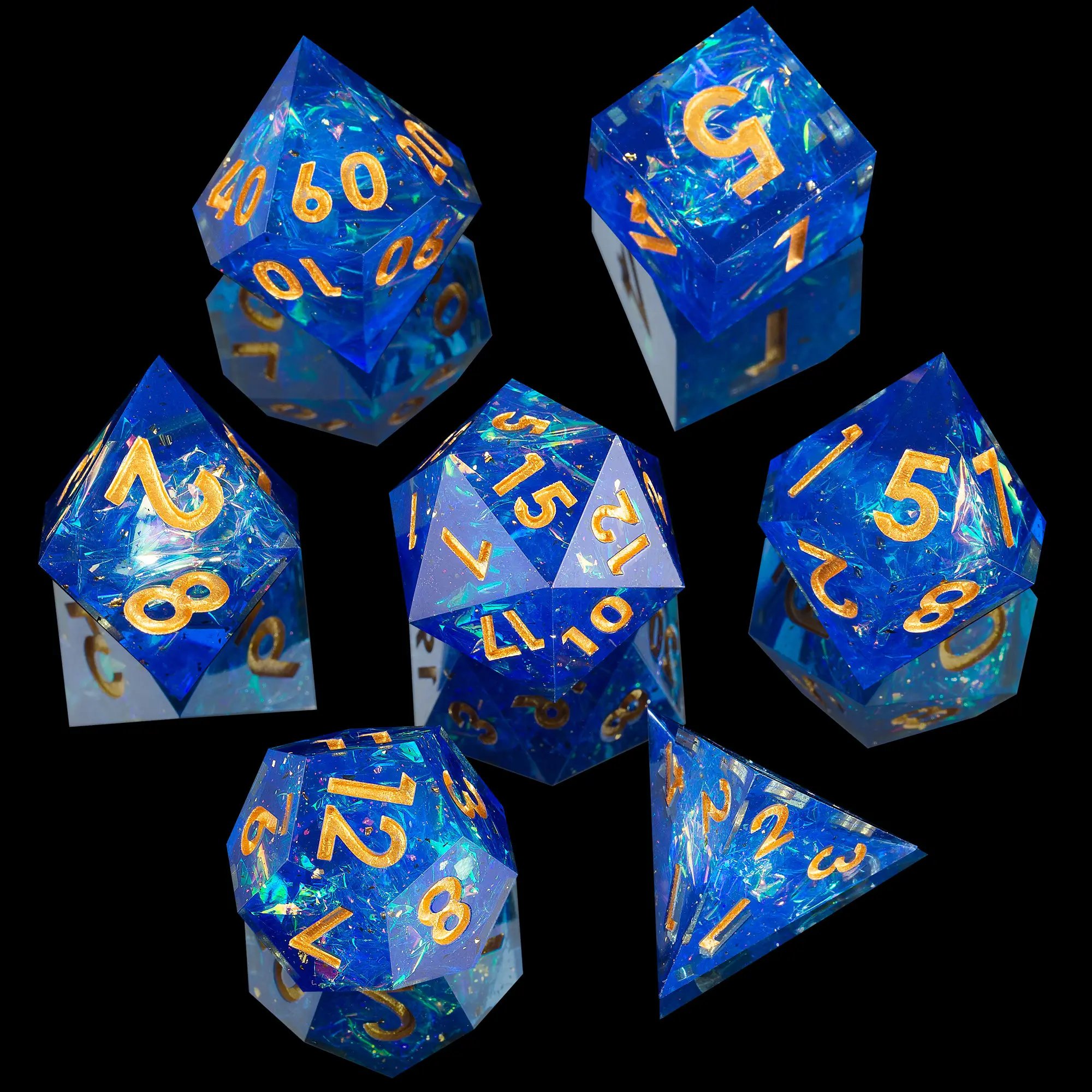 MINI PLANET 7pcs DND Dice Set For TRPG Board Game Wholesale Custom Resin Dice Handmade Polyhedral Dice with Sharp Edges D4-D20