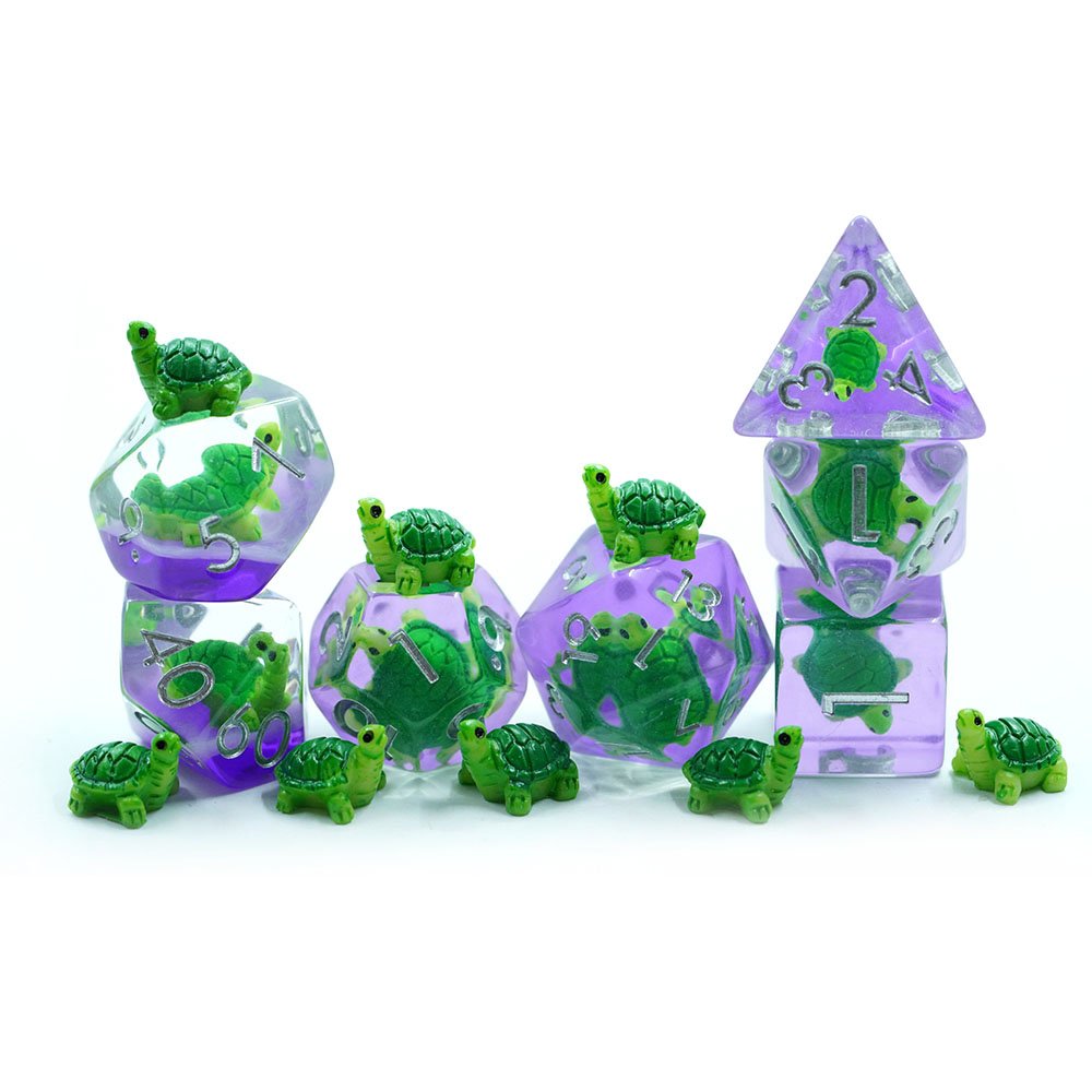 Beautiful Turtle Double Layer Polyhedral Dice Round Edge Resin Dice Set For Dnd Game