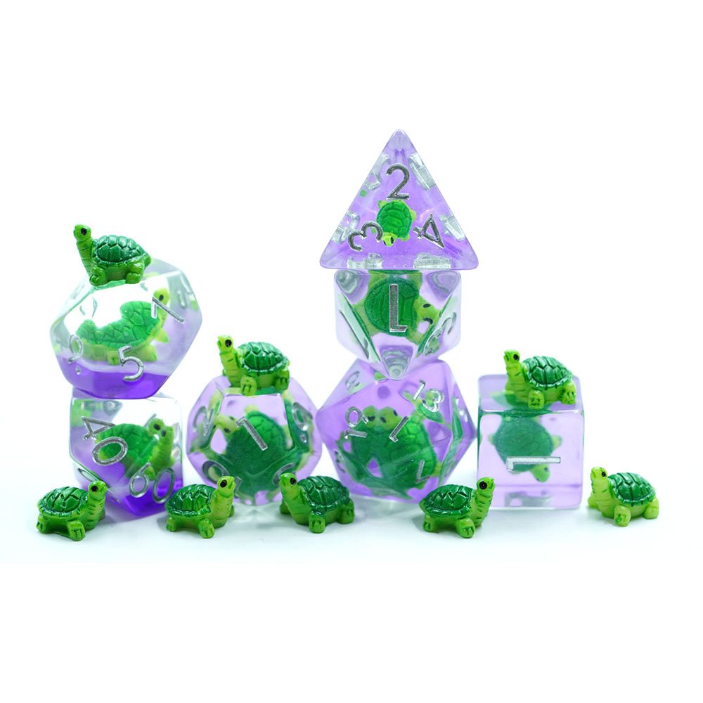 Beautiful Turtle Double Layer Polyhedral Dice Round Edge Resin Dice Set For Dnd Game
