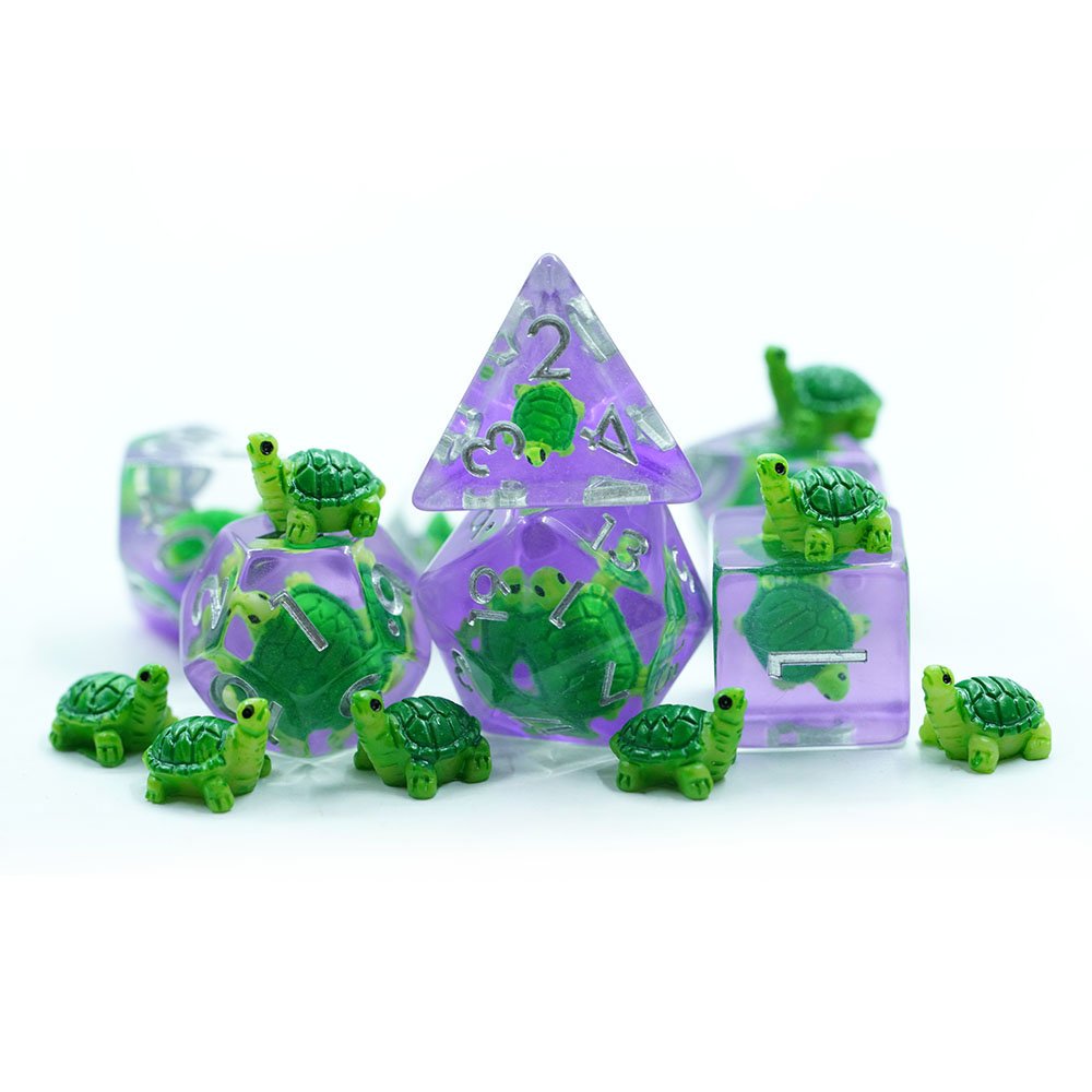Beautiful Turtle Double Layer Polyhedral Dice Round Edge Resin Dice Set For Dnd Game