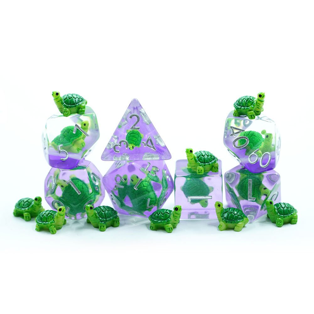 Beautiful Turtle Double Layer Polyhedral Dice Round Edge Resin Dice Set For Dnd Game