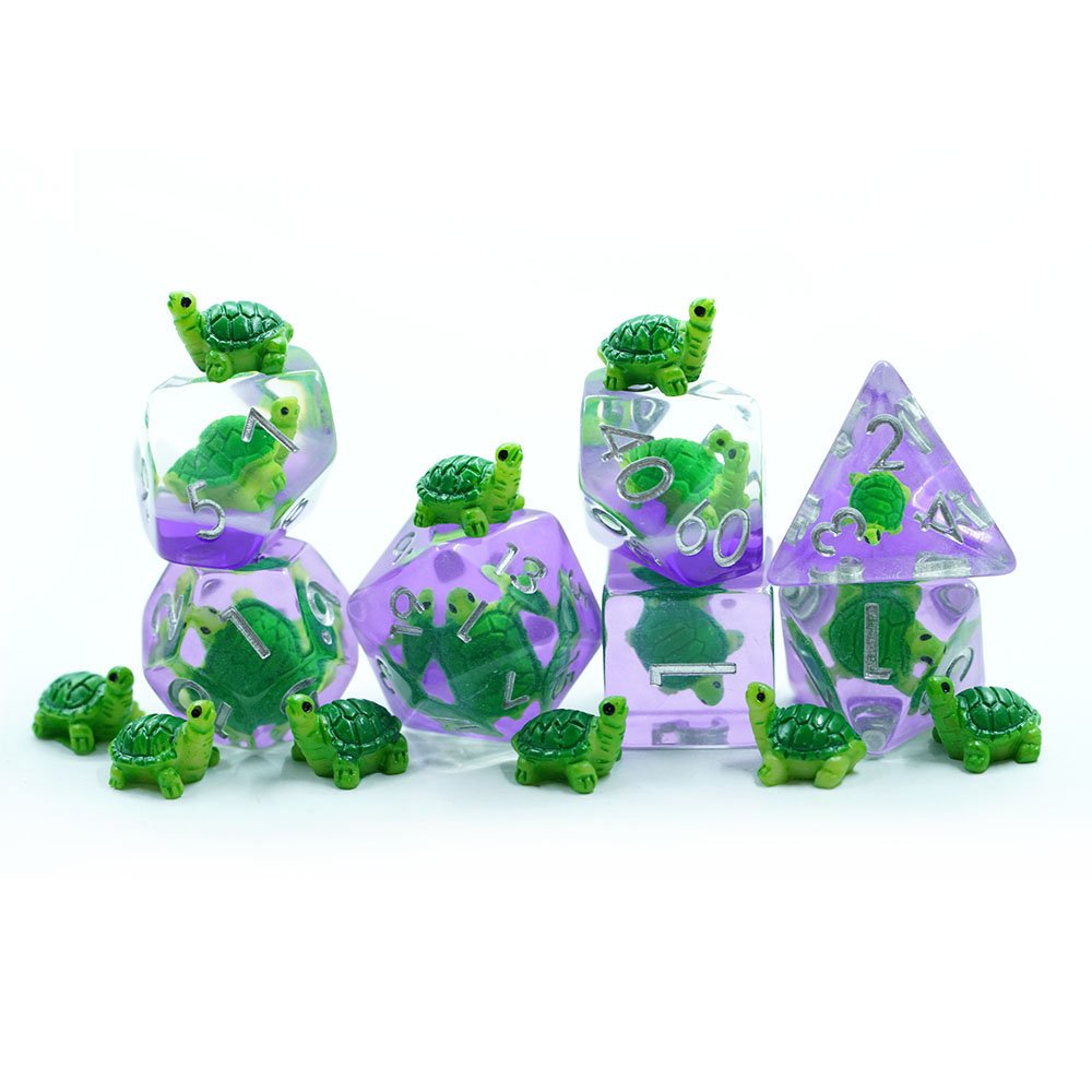 Beautiful Turtle Double Layer Polyhedral Dice Round Edge Resin Dice Set For Dnd Game