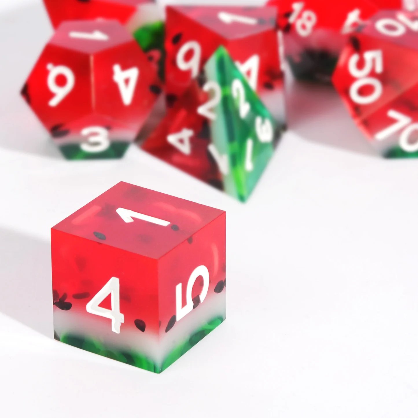 Watermelon Dnd Dice Resin Polyhedral D20 Natural Stone Dice D&D Gemstone 20 Sided Dice Set For Board Dungeons And Dragons game