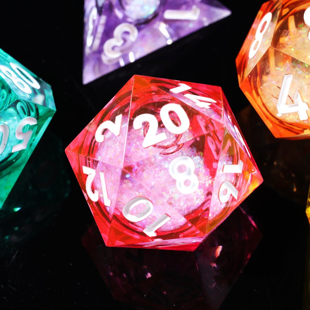 MINI PLANET Polyhedral Liquid Core Dice For TRPG Board Game DND Dice Set 7pcs Wholesale Custom Resin Dice With Sharp edges Games