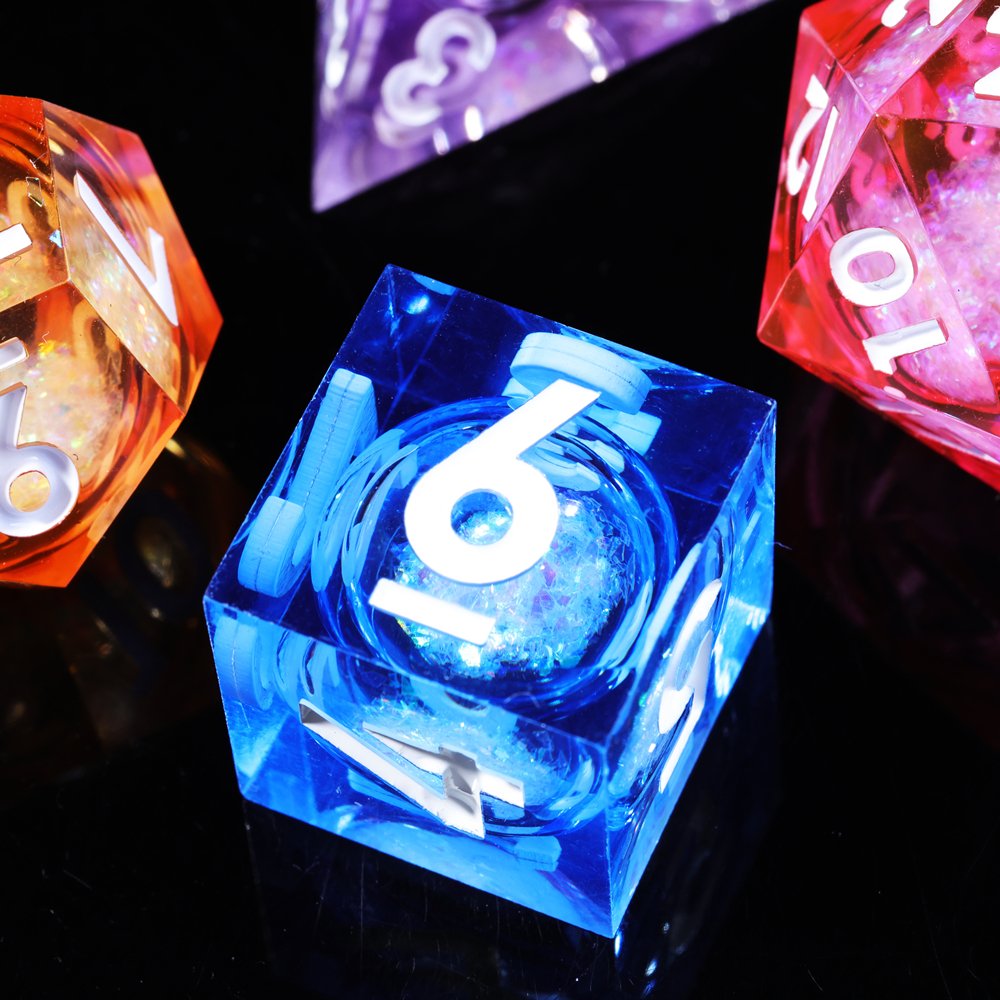 MINI PLANET Polyhedral Liquid Core Dice For TRPG Board Game DND Dice Set 7pcs Wholesale Custom Resin Dice With Sharp edges Games