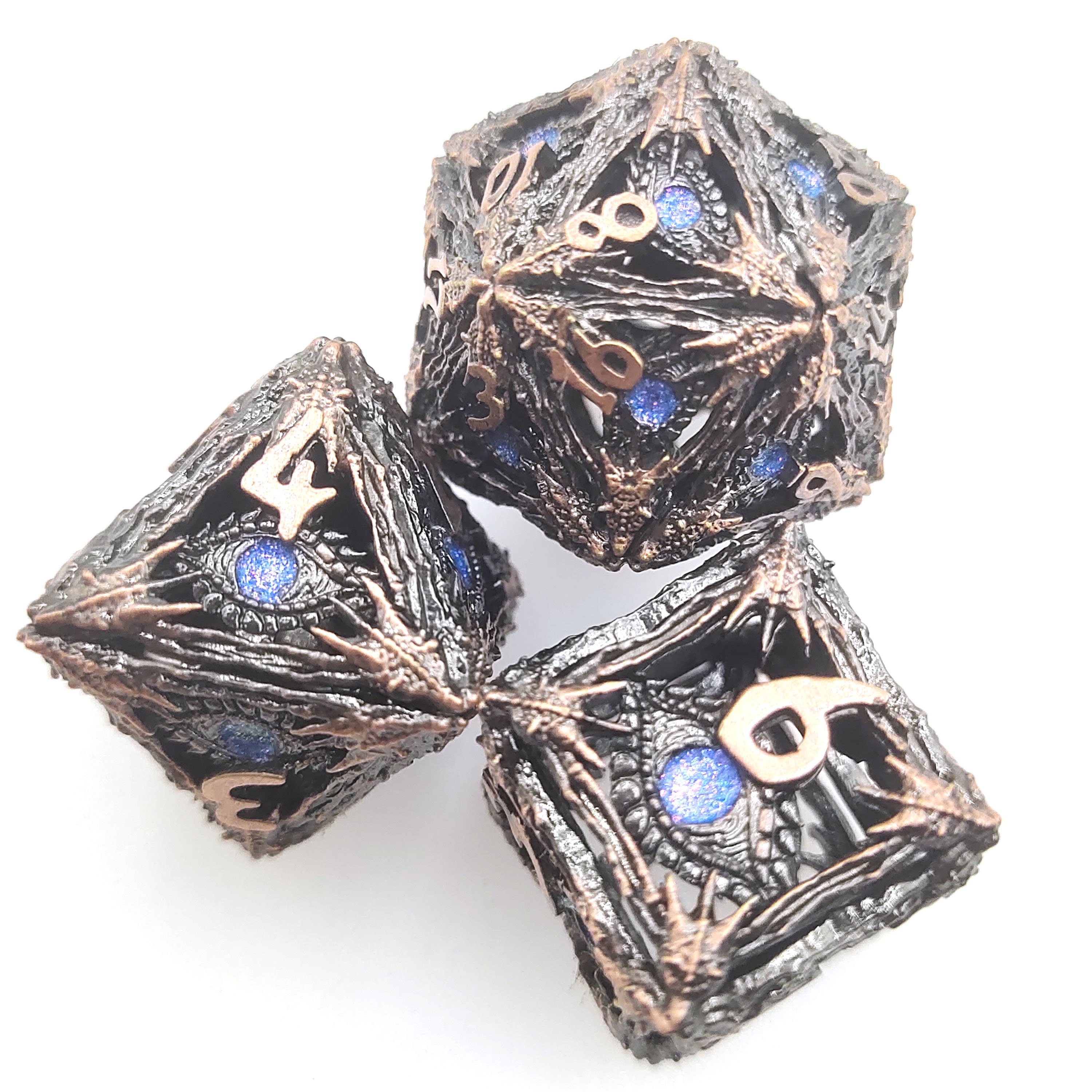Competitive Price Unique Polyhedral Dragon Hollow Metal Dice Set for DND RPG Games