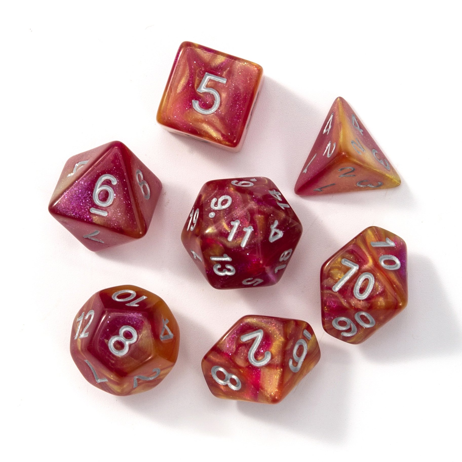 High Quality glitter rpg d20 dnd Right Angle games polyhedral acrylic multicolor dice set for for DND RPG MTG role games