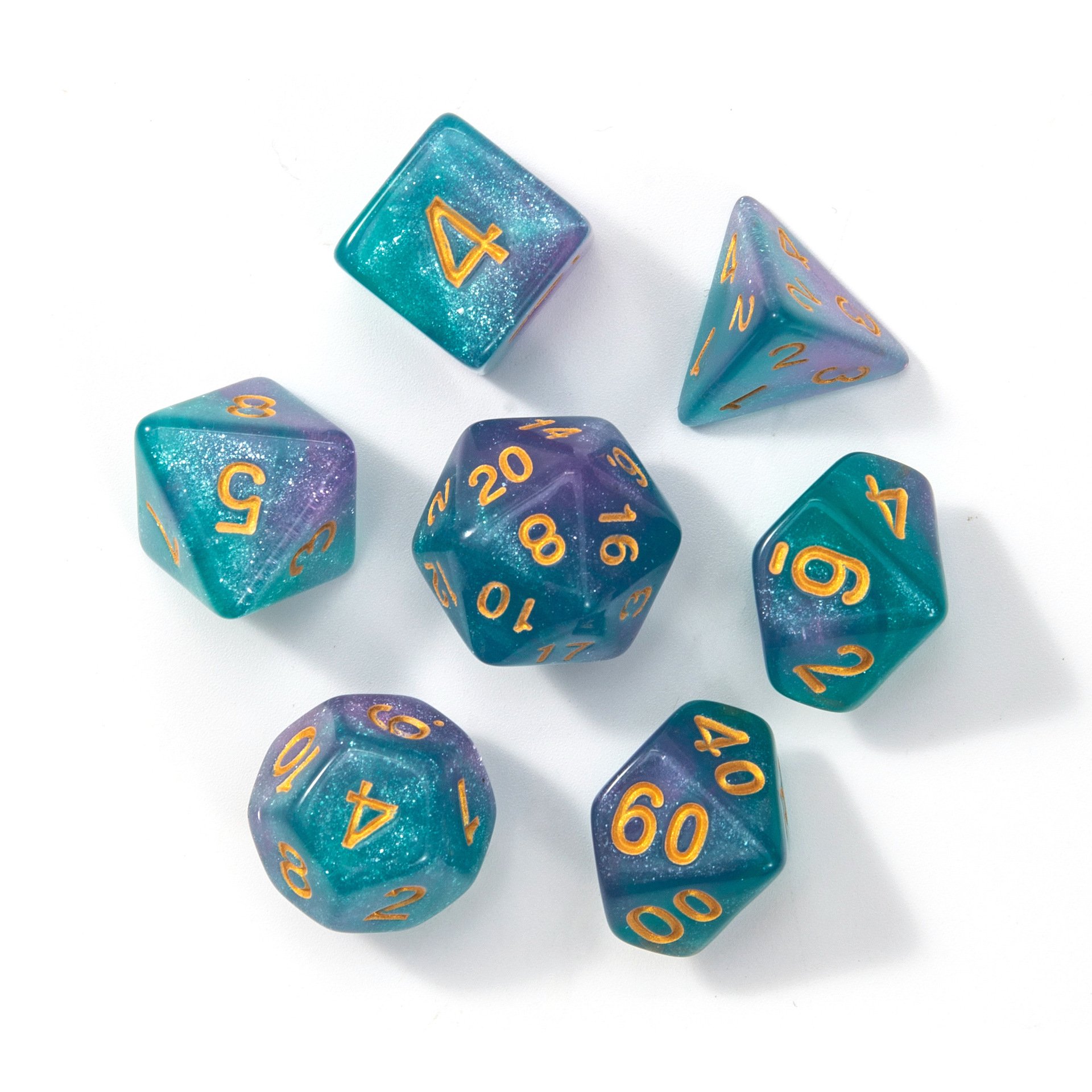 High Quality glitter rpg d20 dnd Right Angle games polyhedral acrylic multicolor dice set for for DND RPG MTG role games