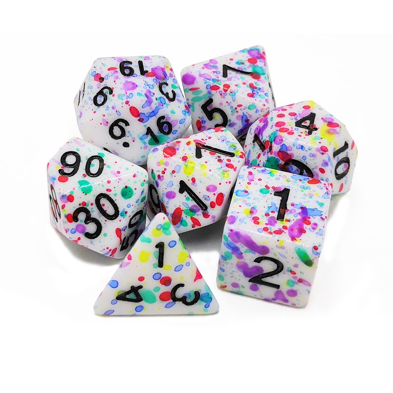 Custom polyhedral dice colorful spray ink DND/RPG dice set