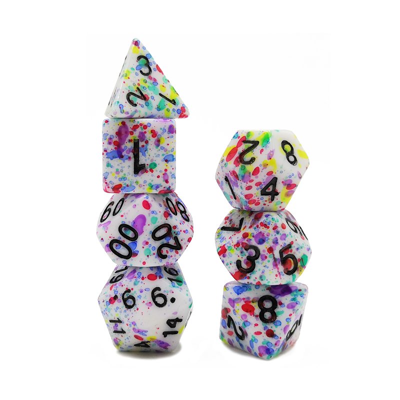 Custom polyhedral dice colorful spray ink DND/RPG dice set