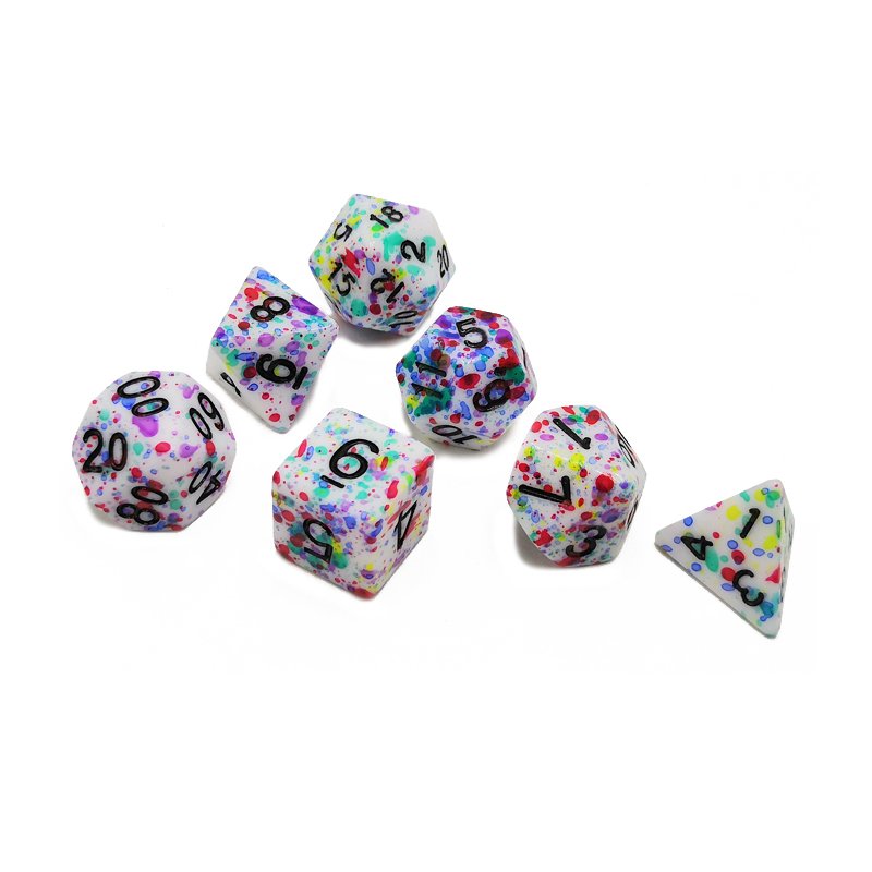 Custom polyhedral dice colorful spray ink DND/RPG dice set