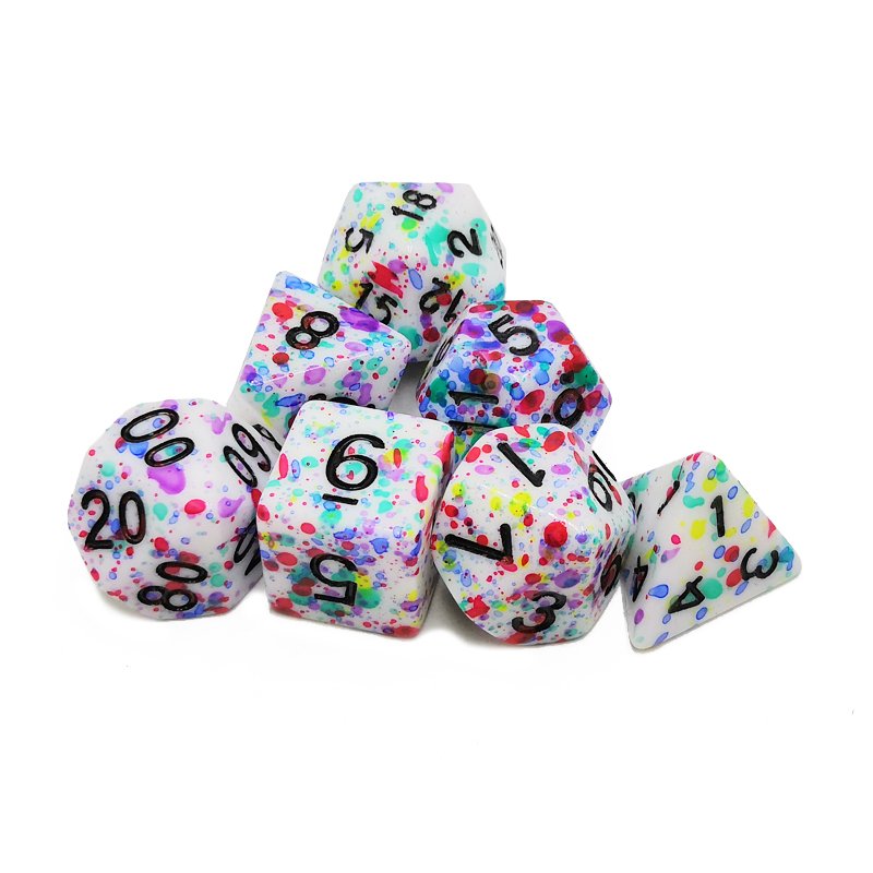 Custom polyhedral dice colorful spray ink DND/RPG dice set