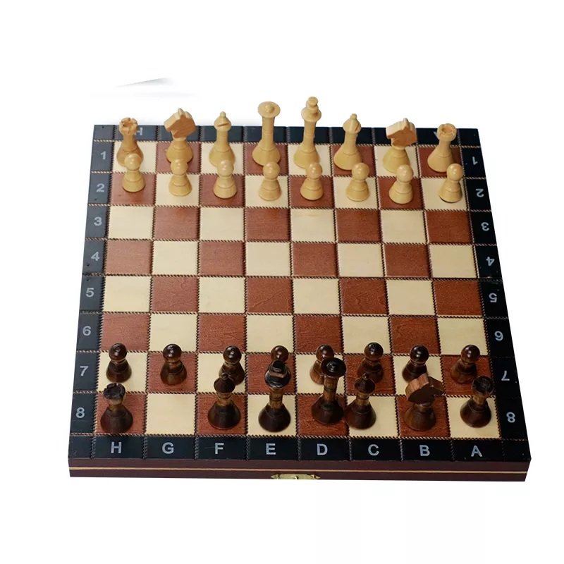 Metier Best Selling High quality wooden chess game set with folding board wholesale traditional Toy For Adult Baby Games